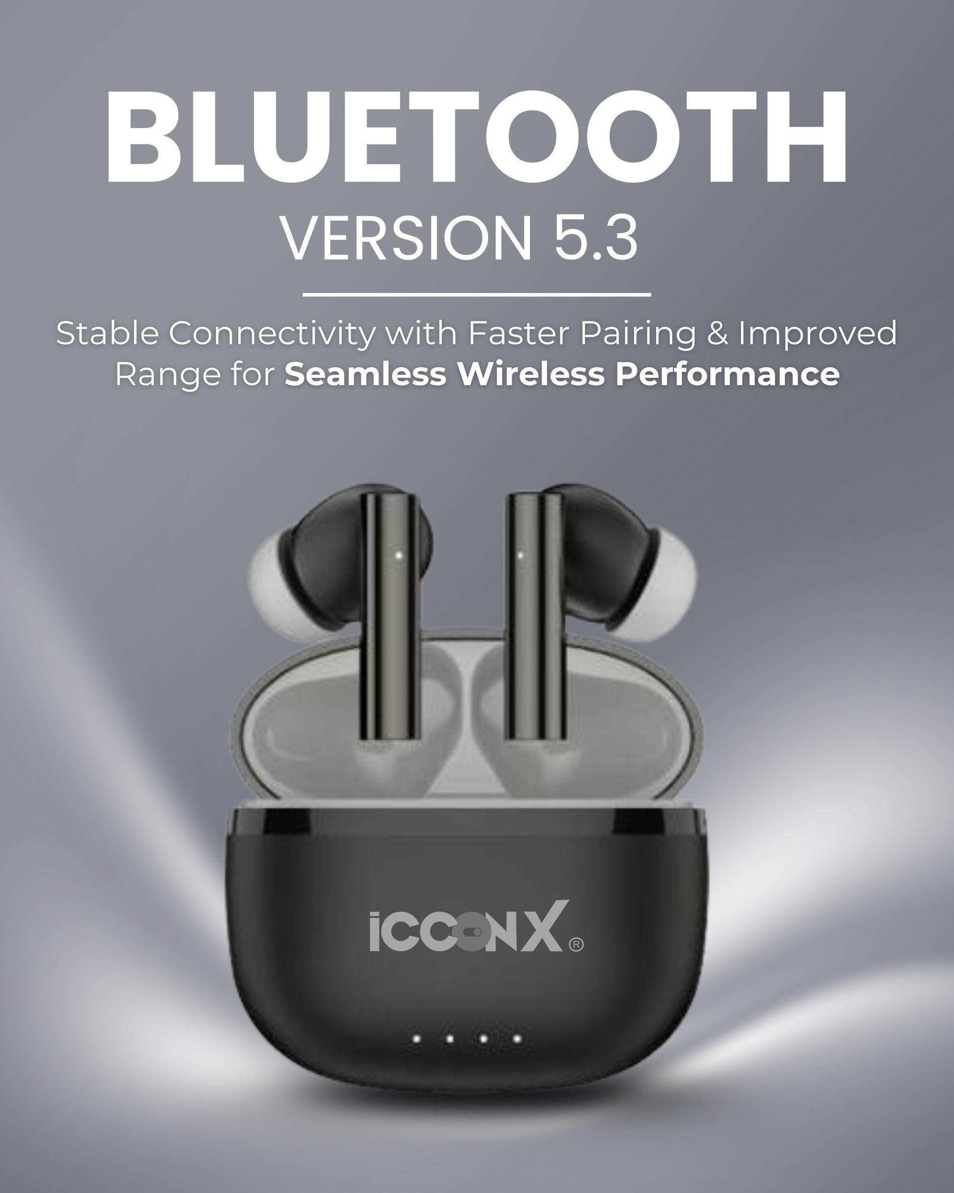 ICCONX CONCERT 95 - Black | 33Hrs Playtime | Bluetooth 5.3 | Fast Charging | SPLASH PROOF |TOUCH CONTROL | GAMING MODE 35ms| Designed for Ease.