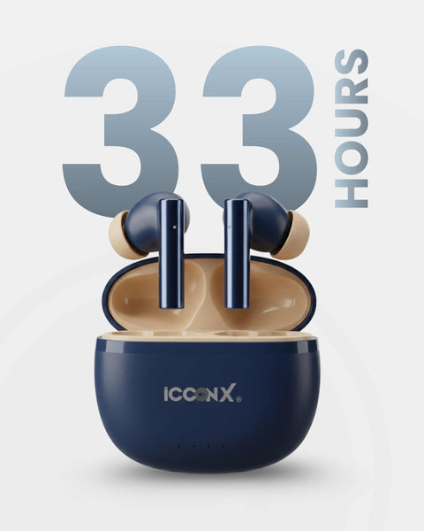 ICCONX CONCERT 95 - Blue | 33Hrs Playtime | Bluetooth 5.3 | Fast Charging | SPLASH PROOF |TOUCH CONTROL | GAMING MODE 35ms| Designed for Ease.
