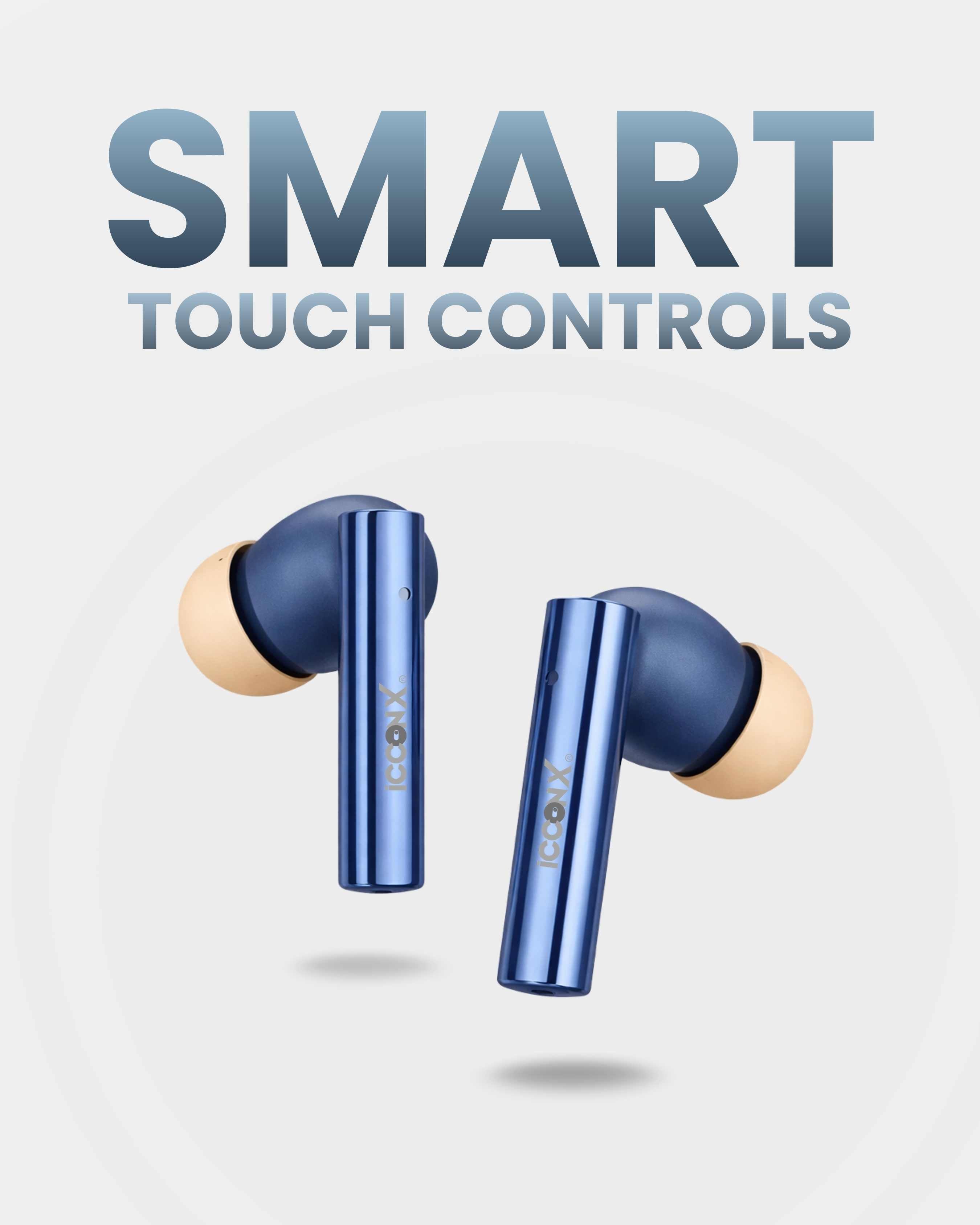ICCONX CONCERT 95 - Blue | 33Hrs Playtime | Bluetooth 5.3 | Fast Charging | SPLASH PROOF |TOUCH CONTROL | GAMING MODE 35ms| Designed for Ease.