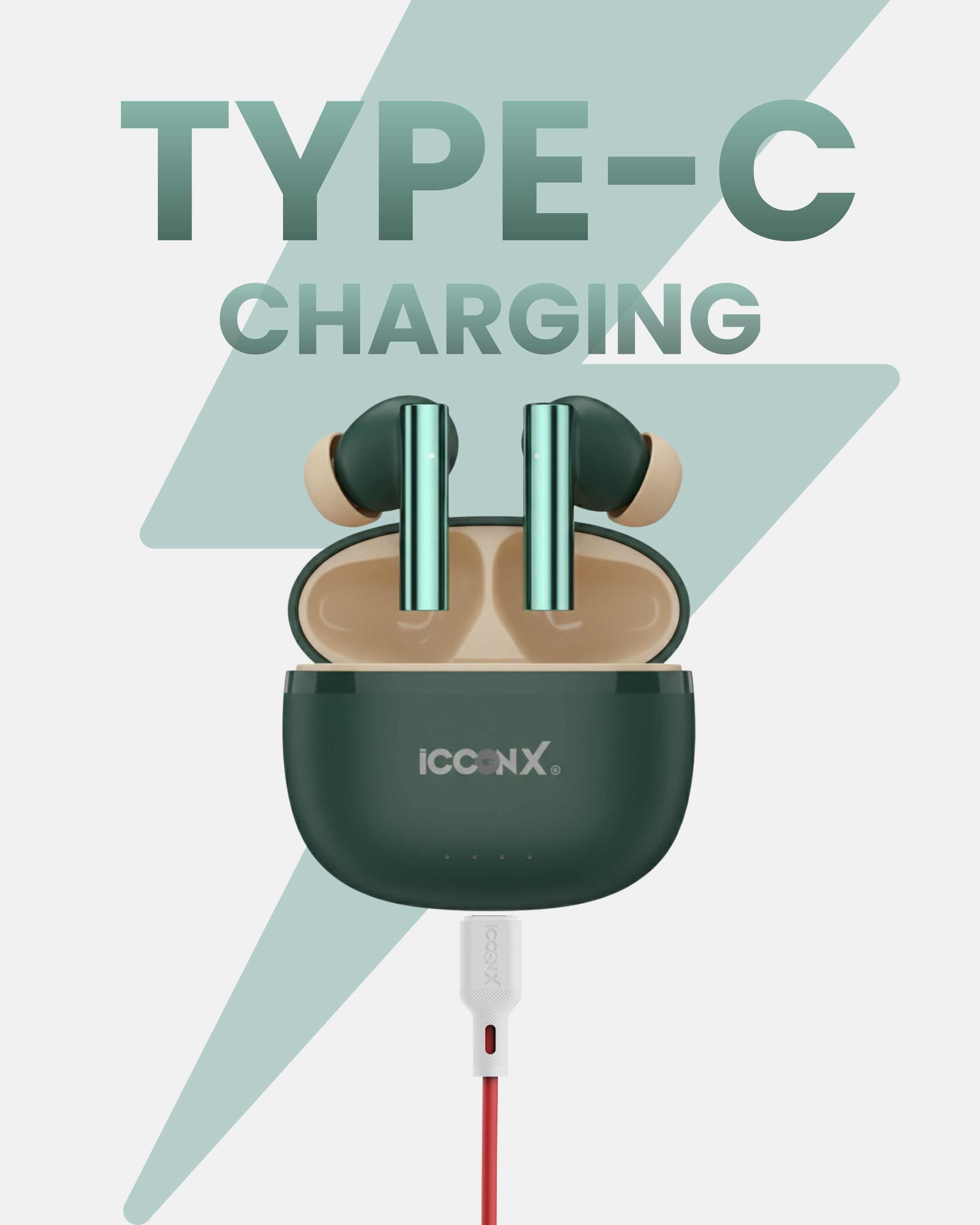 ICCONX CONCERT 95 - Green | 33Hrs Playtime | Bluetooth 5.3 | Fast Charging | SPLASH PROOF |TOUCH CONTROL | GAMING MODE 35ms| Designed for Ease.