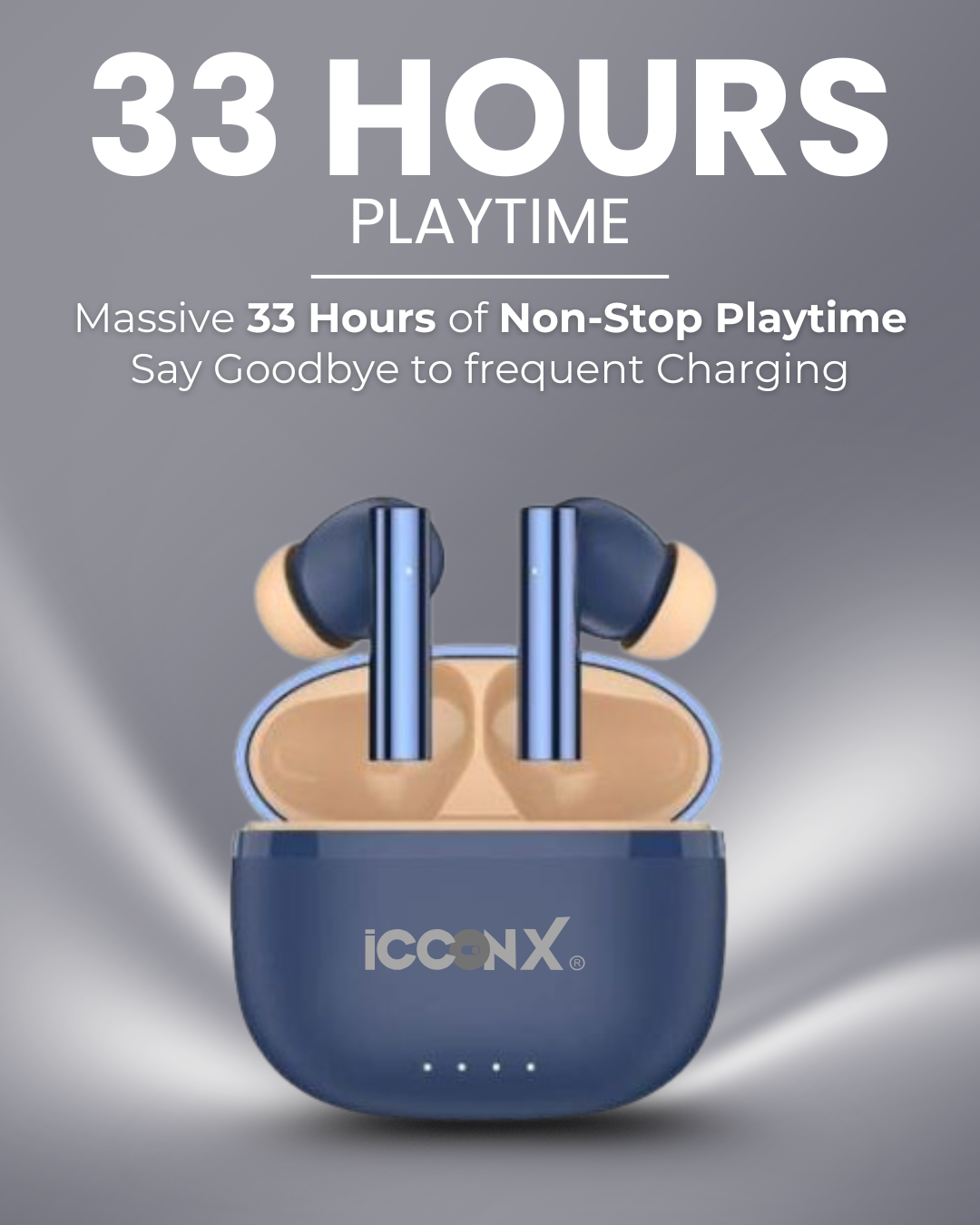 ICCONX CONCERT 95 - Blue | 33Hrs Playtime | Bluetooth 5.3 | Fast Charging | SPLASH PROOF |TOUCH CONTROL | GAMING MODE 35ms| Designed for Ease.
