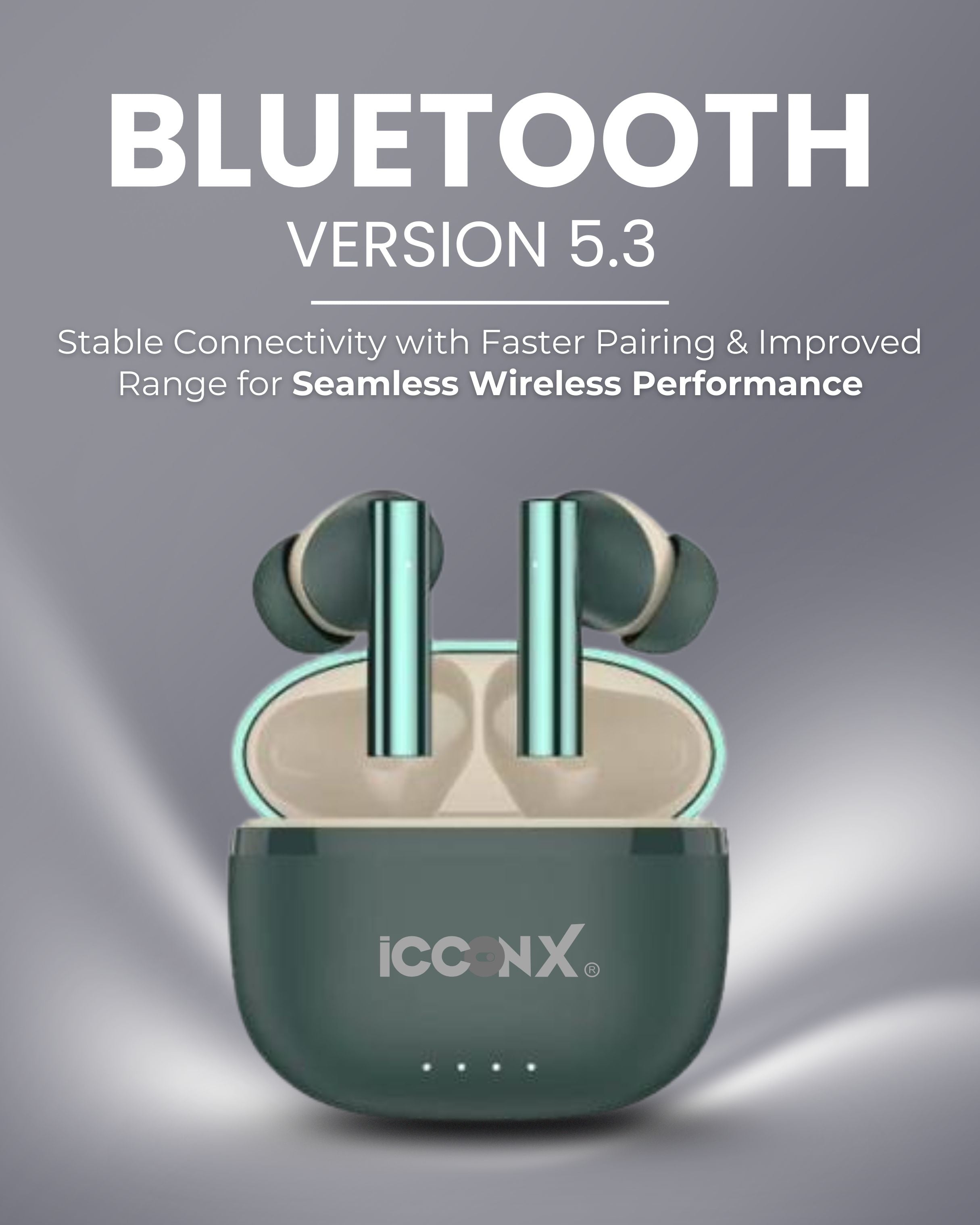 ICCONX CONCERT 95 - Green | 33Hrs Playtime | Bluetooth 5.3 | Fast Charging | SPLASH PROOF |TOUCH CONTROL | GAMING MODE 35ms| Designed for Ease.