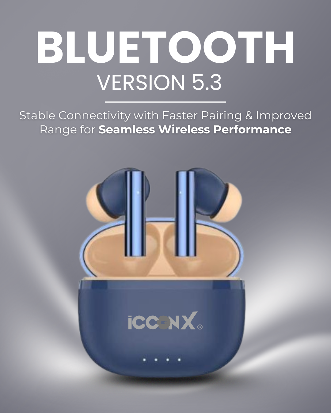 ICCONX CONCERT 95 - Blue | 33Hrs Playtime | Bluetooth 5.3 | Fast Charging | SPLASH PROOF |TOUCH CONTROL | GAMING MODE 35ms| Designed for Ease.