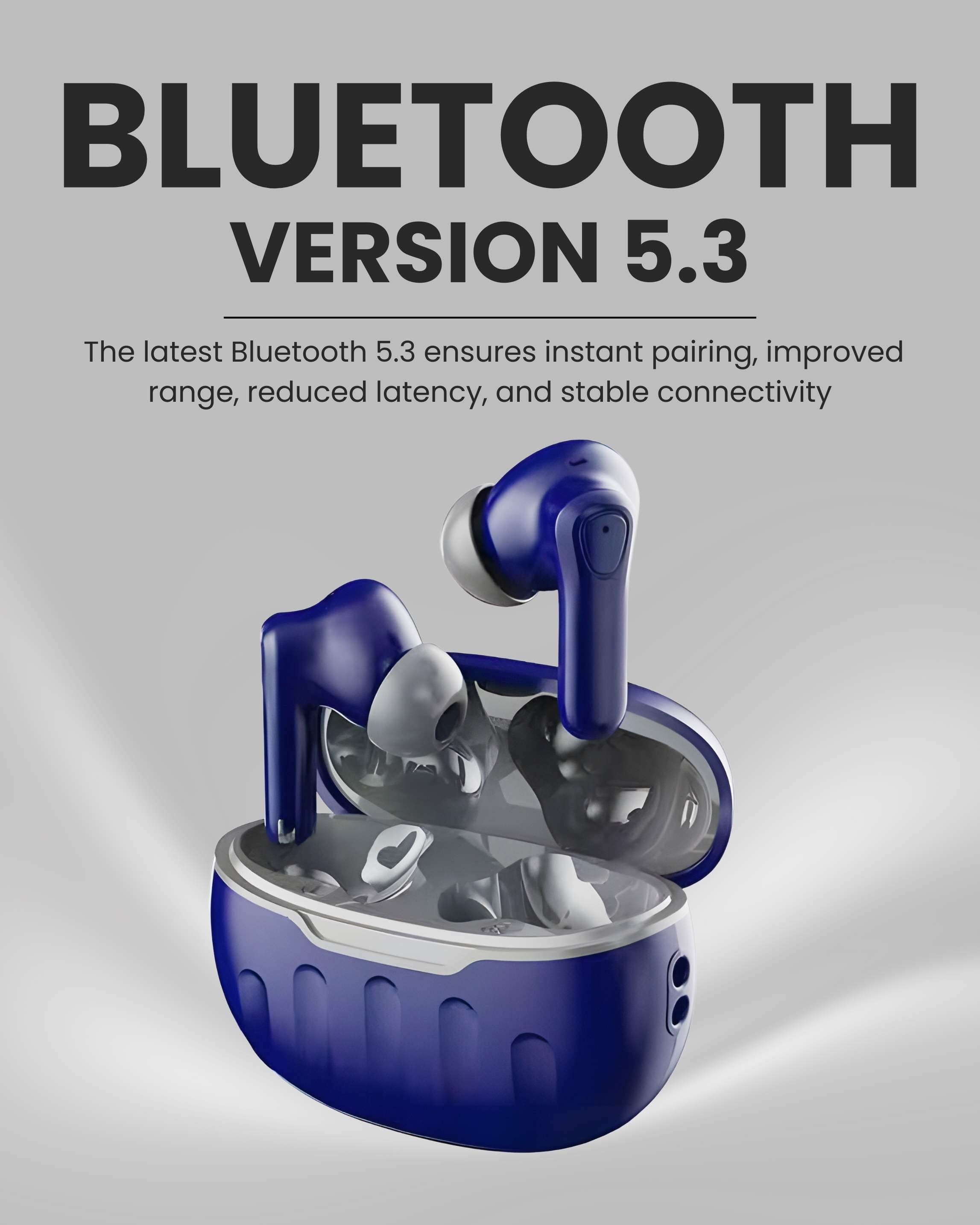 ICCONX EB-98 - Navy | 52 Hours Playtime | Bluetooth 5.3 | Deep Bass | Smart Touch Controls | Type-C Fast Charging