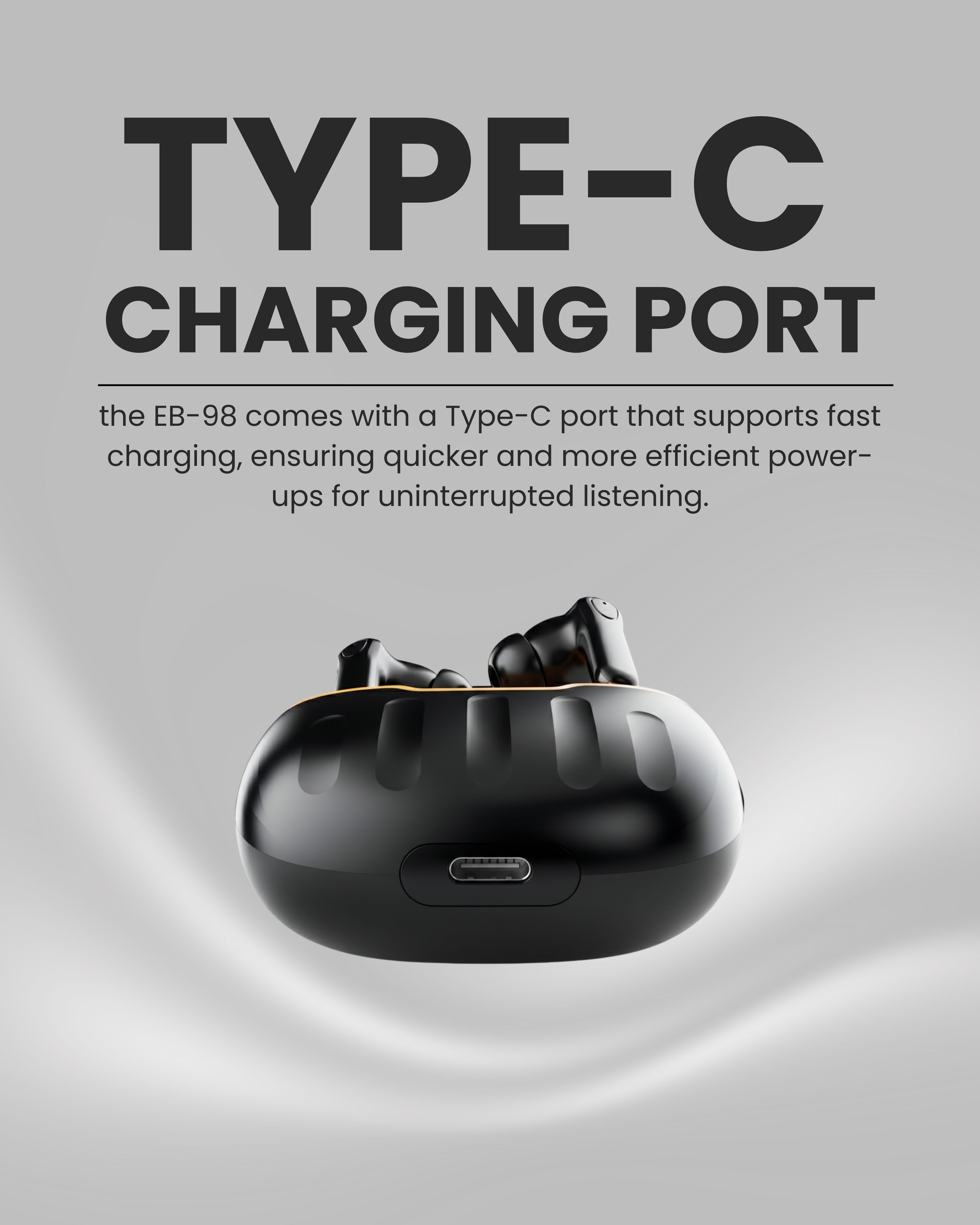 ICCONX EB-98 | 52 Hours Playtime | Bluetooth 5.3 | Deep Bass | Smart Touch Controls | Type-C Fast Charging