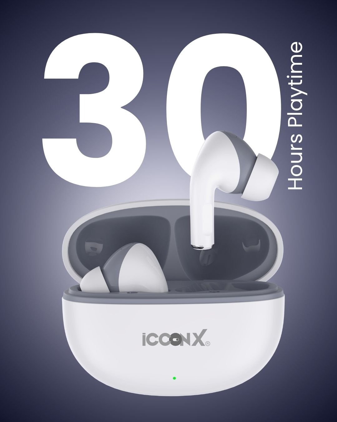 ICCONX EXOBOLT-101 | 30 Hours Playtime | Bluetooth 5.3 | Deep Bass | Splash Proof Design | True Wireless Earbuds