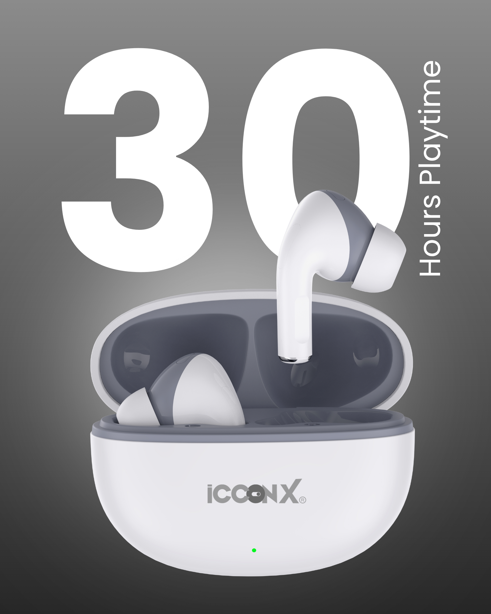 ICCONX EXOBOLT-101 | 30 Hours Playtime | Bluetooth 5.3 | Deep Bass | Splash Proof Design | True Wireless Earbuds
