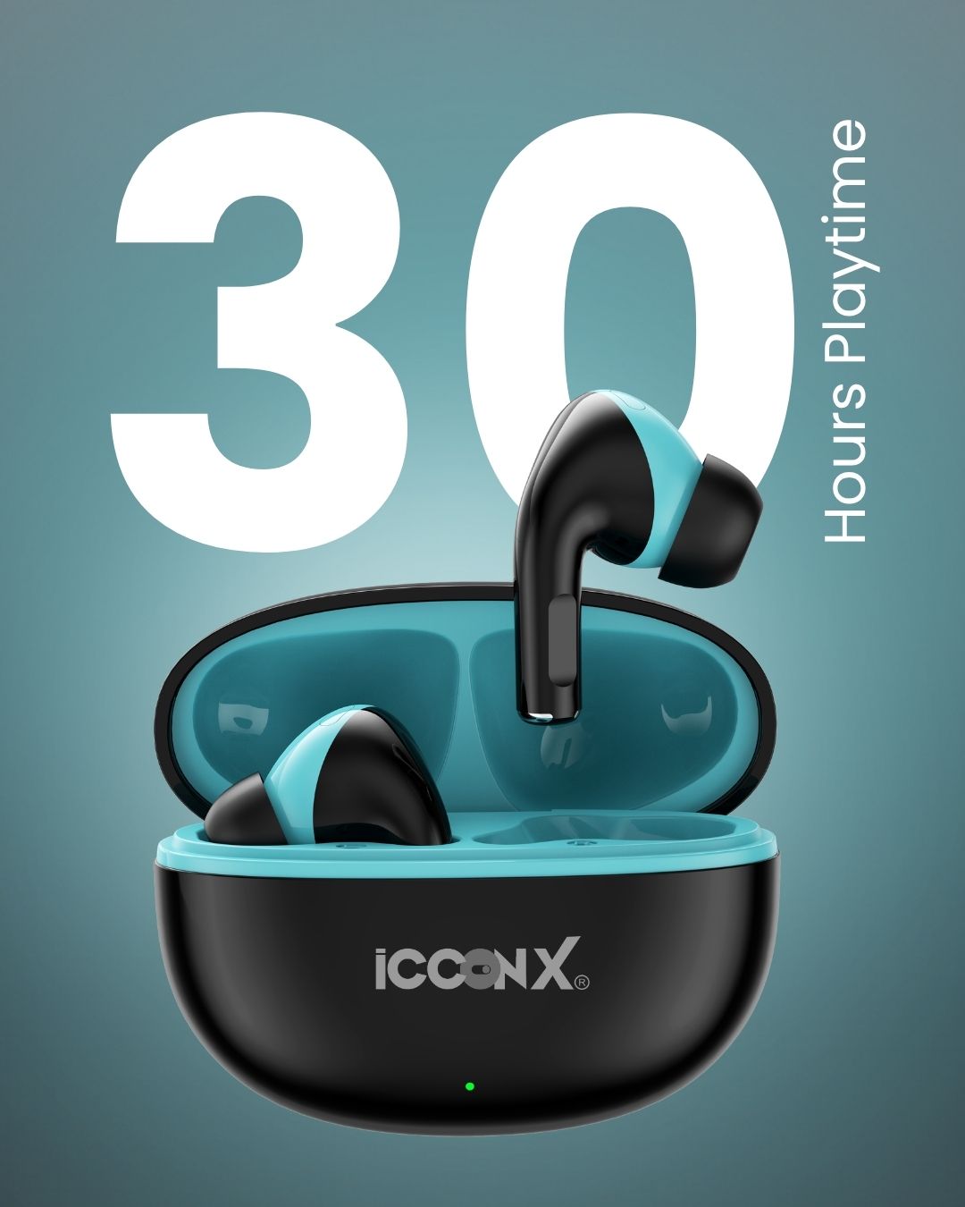 ICCONX EXOBOLT-101 | 30 Hours Playtime | Bluetooth 5.3 | Deep Bass | Splash Proof Design | True Wireless Earbuds