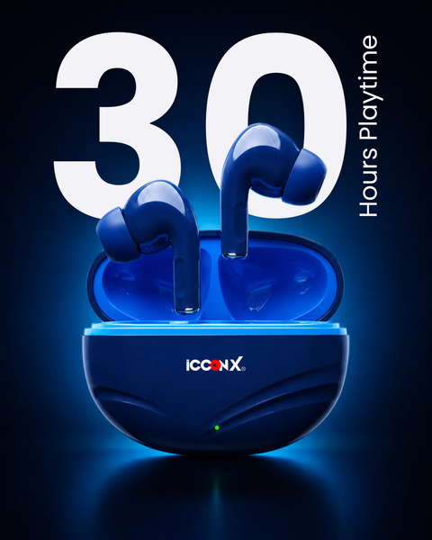 ICCONX EXOBOLT-102 | 30 Hours Playtime | Touch Controls | Type-C Charging | Bluetooth 5.3 | True Wireless Earbuds