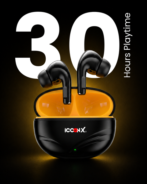 ICCONX EXOBOLT-102 | 30 Hours Playtime | Touch Controls | Type-C Charging | Bluetooth 5.3 | True Wireless Earbuds