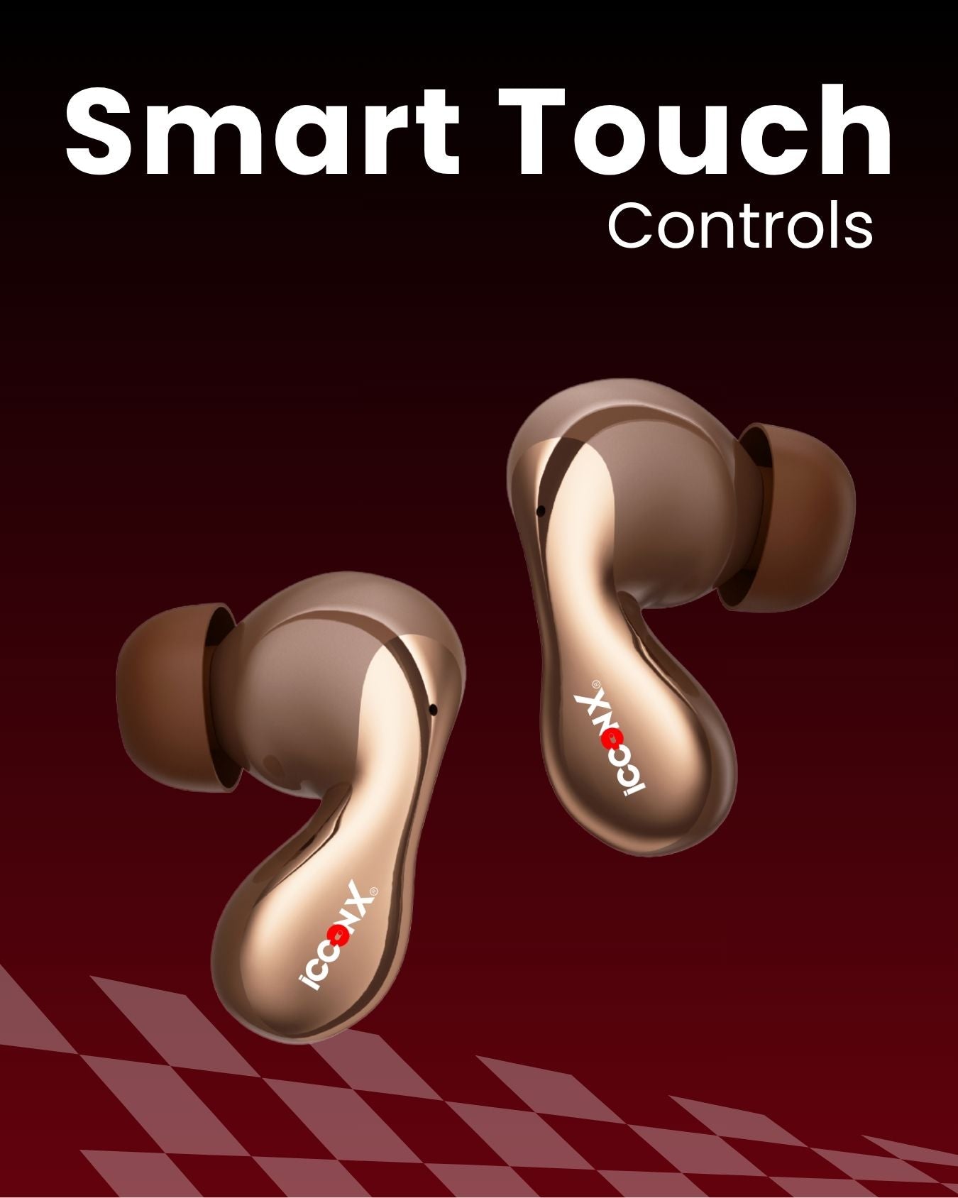 ICCONX TWS-201 | 52 Hours Playtime | Bluetooth 5.3 | Smart Touch Controls | Fast Charging | Comfort Fit | True Wireless Earbuds