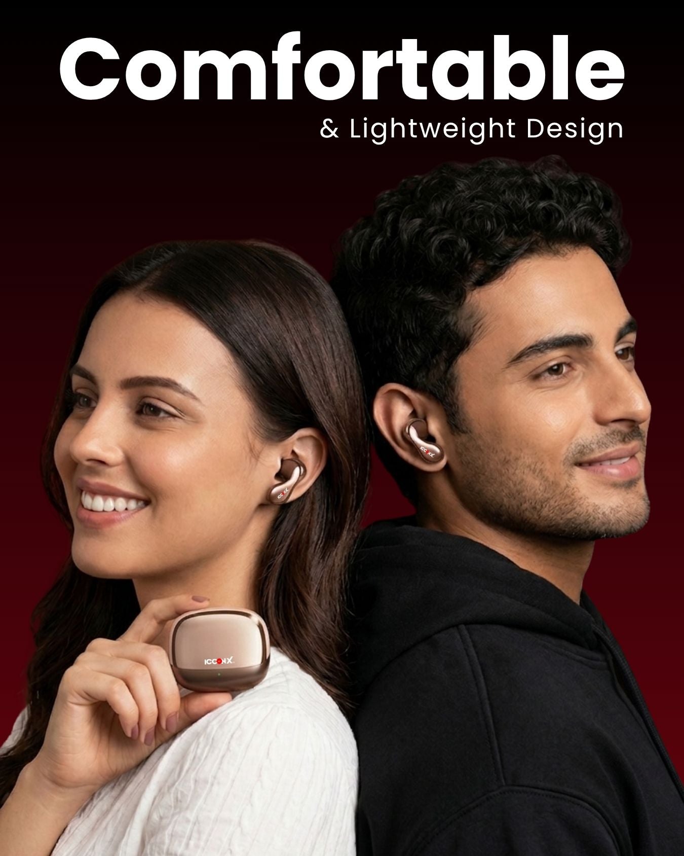 ICCONX EXOBOLT-201 | 52 Hours Playtime | Bluetooth 5.3 | Smart Touch Controls | Fast Charging | Comfort Fit | True Wireless Earbuds