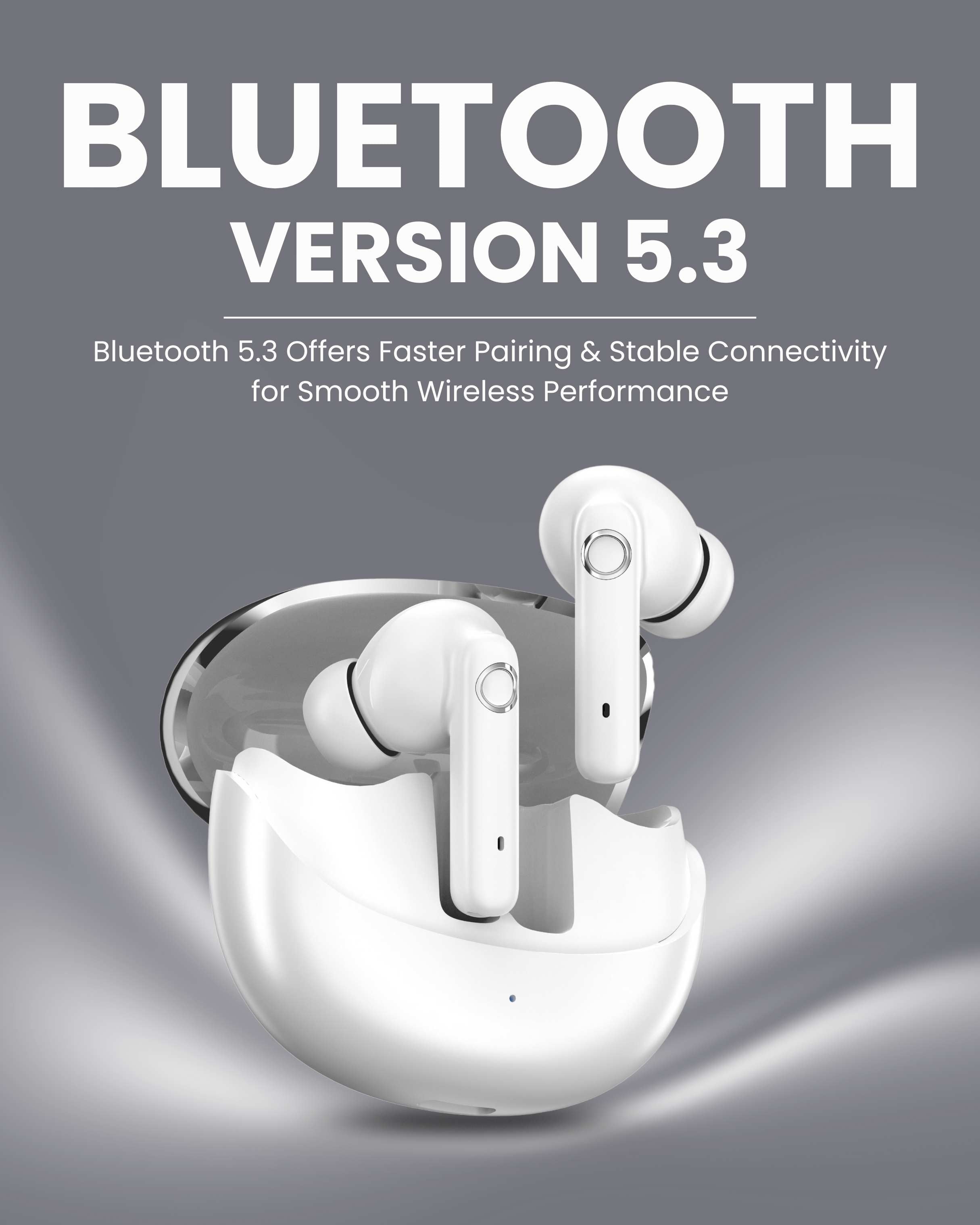 ICCONX EXOBOLT-99 - White | 40 Hours Playtime | Bluetooth 5.3 | Smart Touch Controls | Type-C Charging | True Wireless