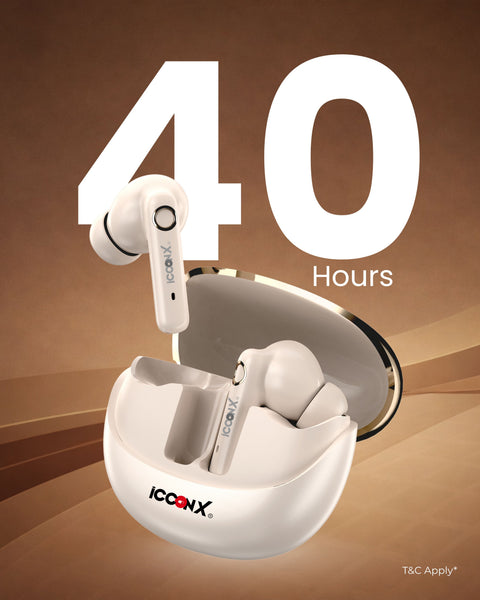 ICCONX EXOBOLT-99 - Cream | 40 Hours Playtime | Bluetooth 5.3 | Smart Touch Controls | Type-C Charging | True Wireless