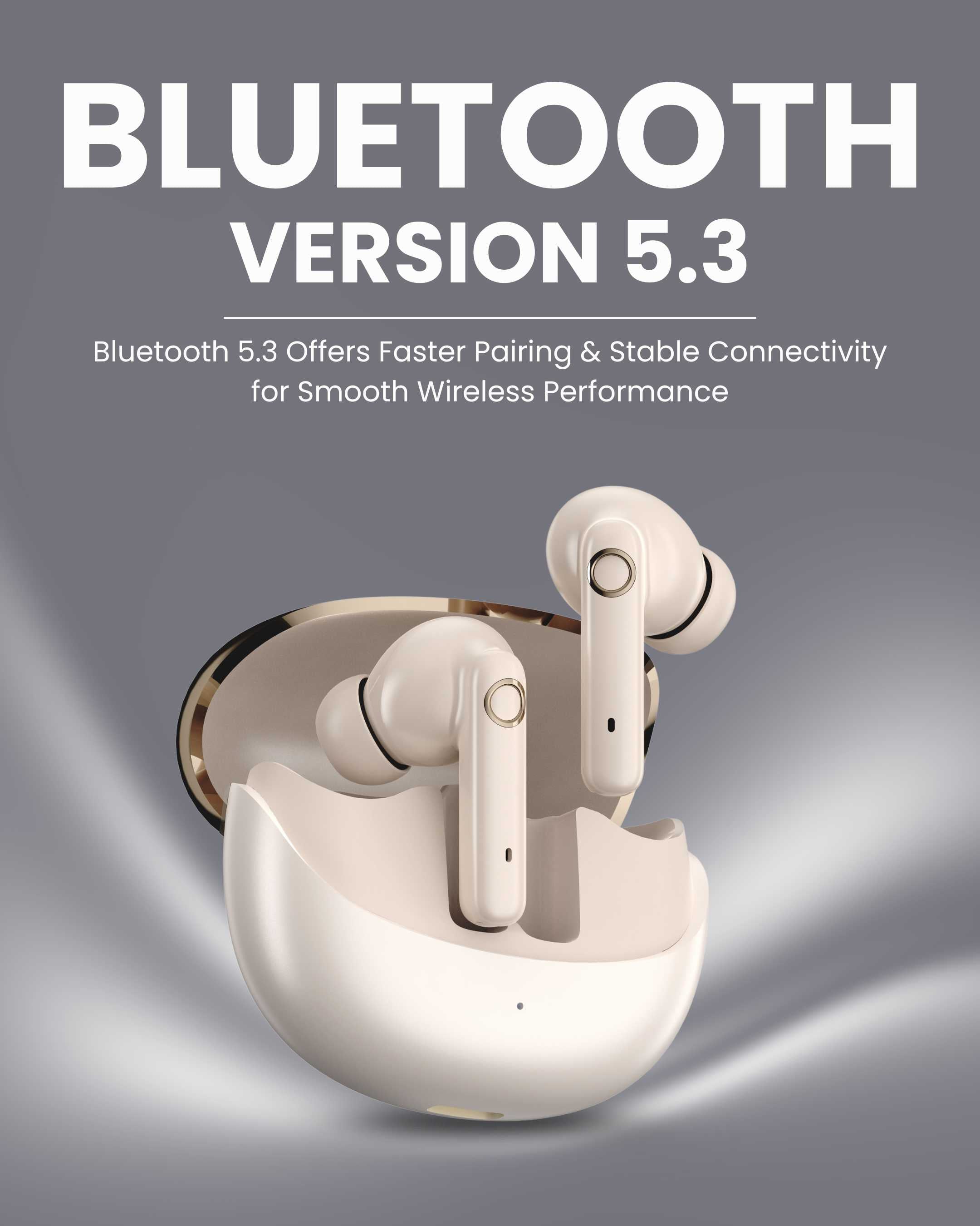 ICCONX EXOBOLT-99 - Cream | 40 Hours Playtime | Bluetooth 5.3 | Smart Touch Controls | Type-C Charging | True Wireless