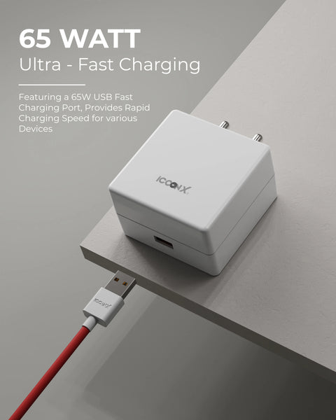 ICCONX MC-72 PRO PLUS 65W USB TYPE A ADAPTER WITH CABLE COMPATIBLE WITH ONEPLUS