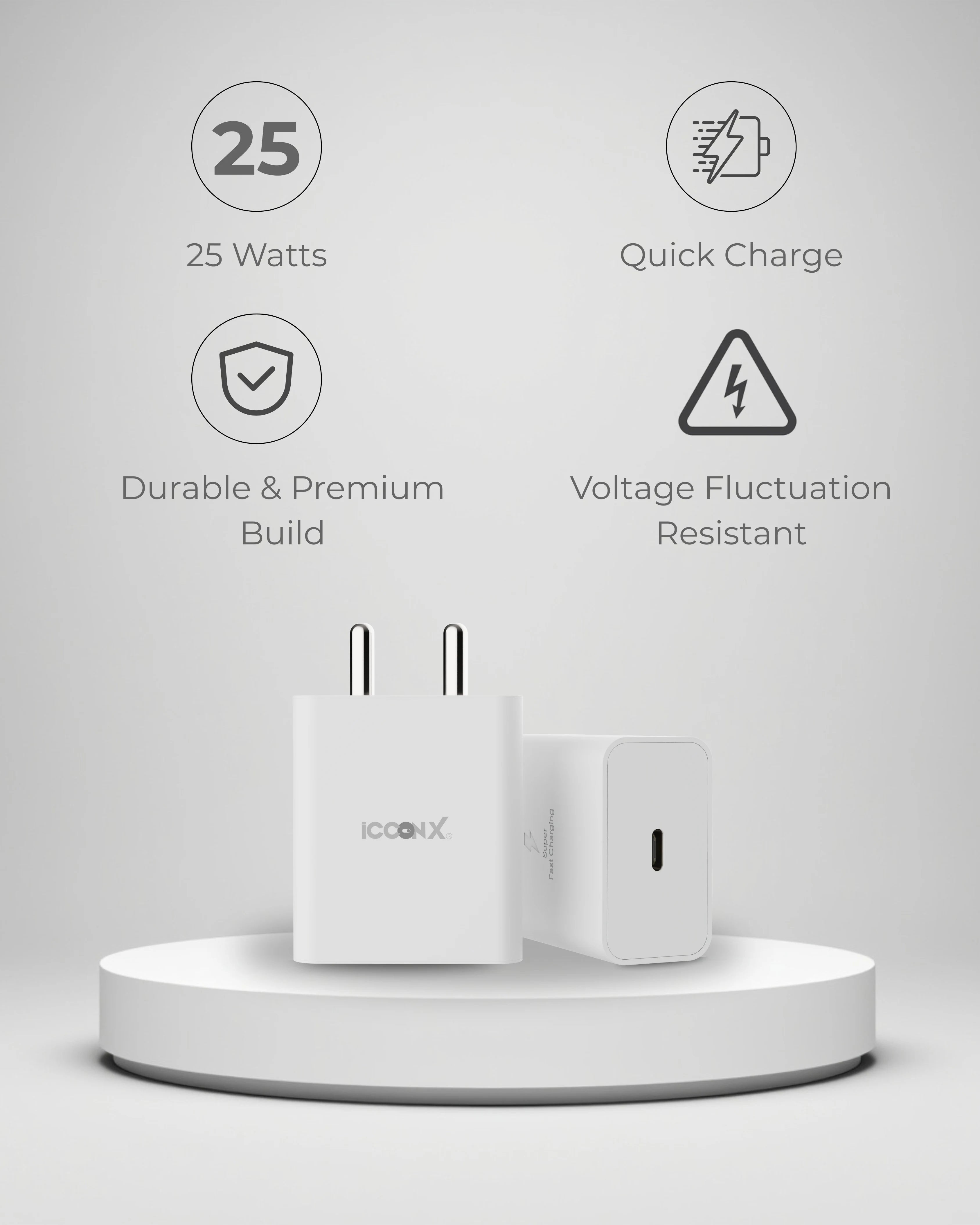 ICCONX MC-83 45W USB TYPE C ADAPTER COMPATIBLE WITH IPHONES / SAMSUNG / IPADS / AIRPODS