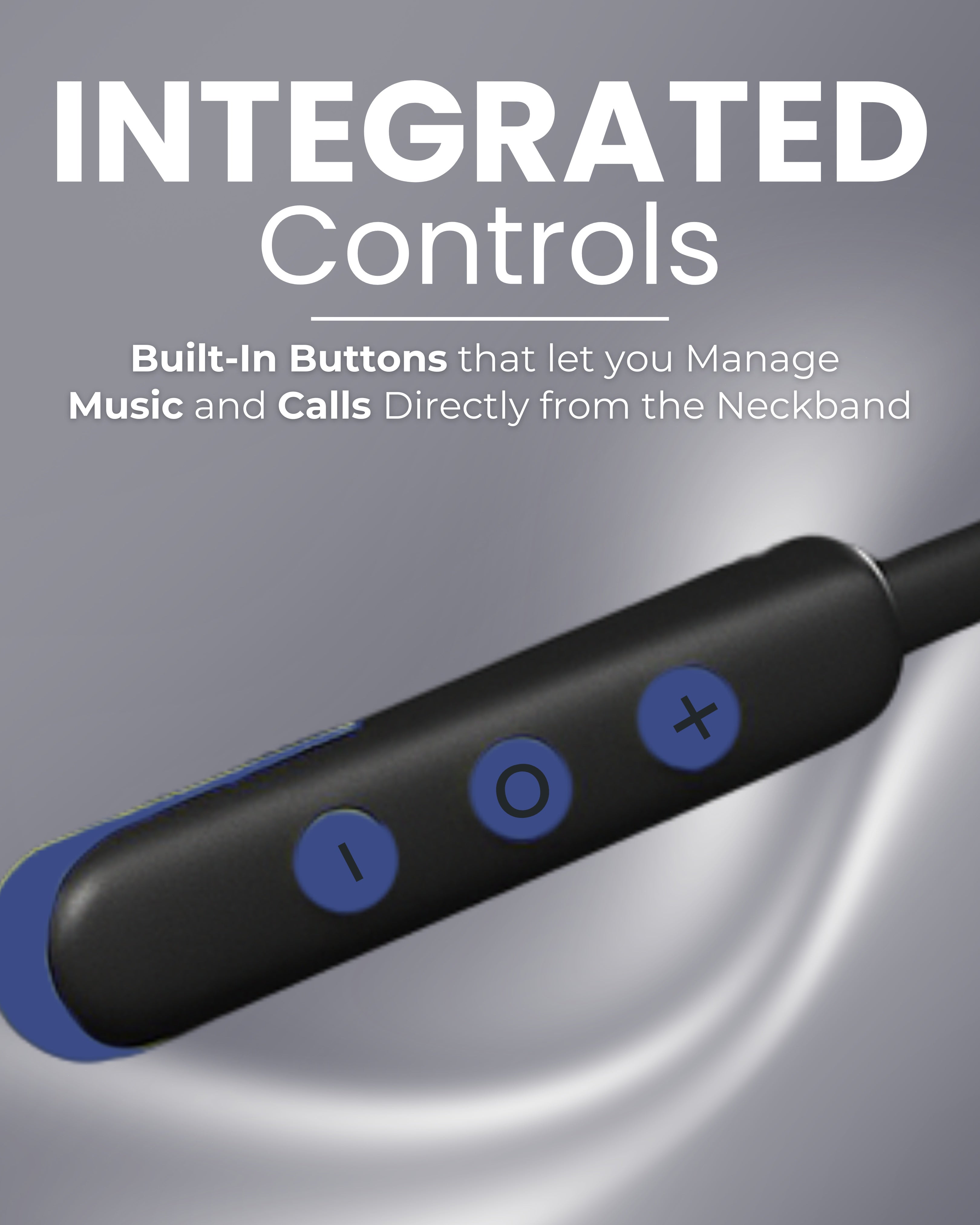 ICCONX Stereo Wireless Neckband NB-05 - Navy | 72Hrs Playtime | Bluetooth 5.0 | Fast Charging | Magnetic Earbuds | Full Charge in  1.5 Hours | Designed for Ease.