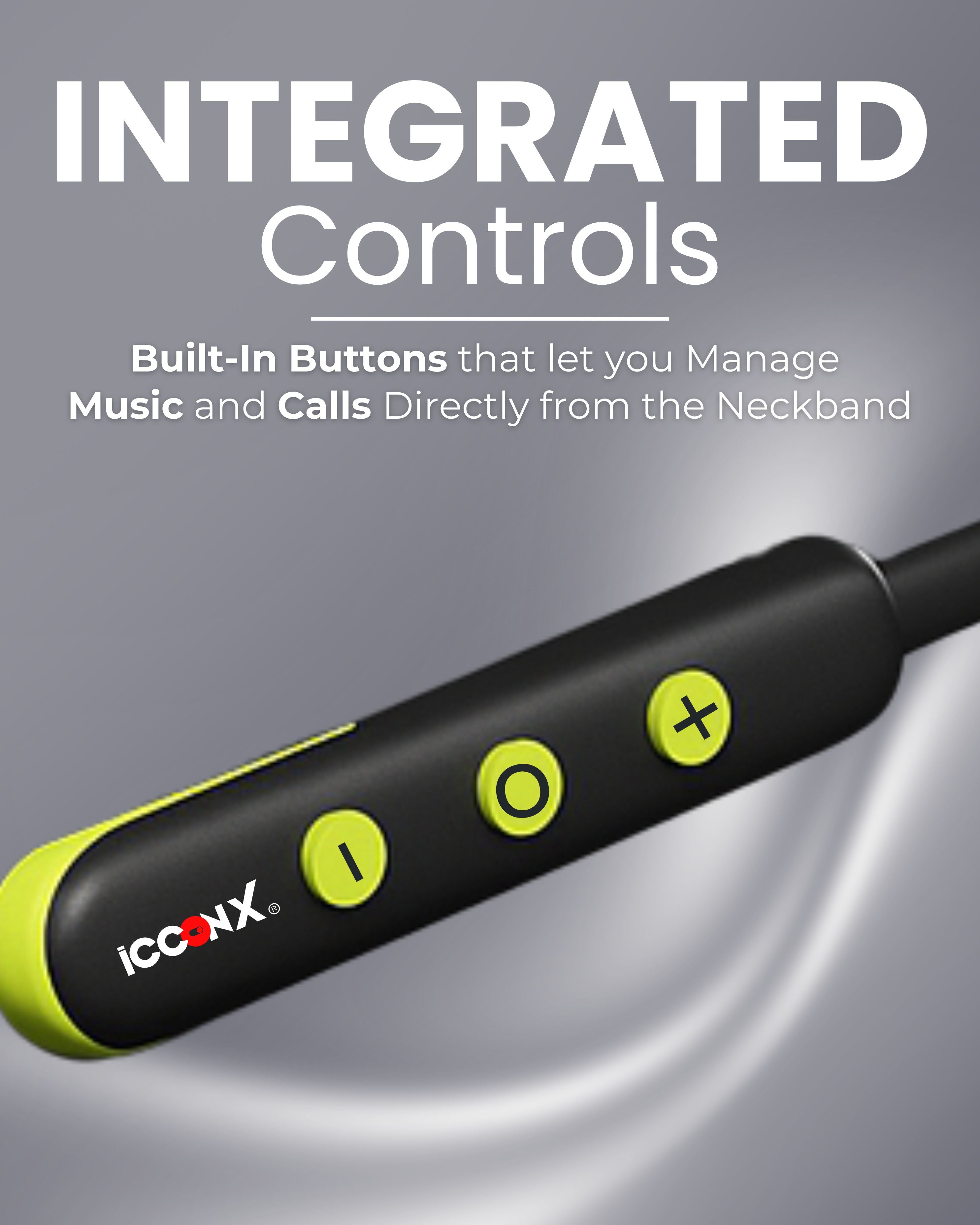 ICCONX Stereo Wireless Neckband NB-05 | 72Hrs Playtime | Bluetooth 5.0 | Fast Charging | Magnetic Earbuds | Full Charge in 1.5 Hours | Designed for Ease.