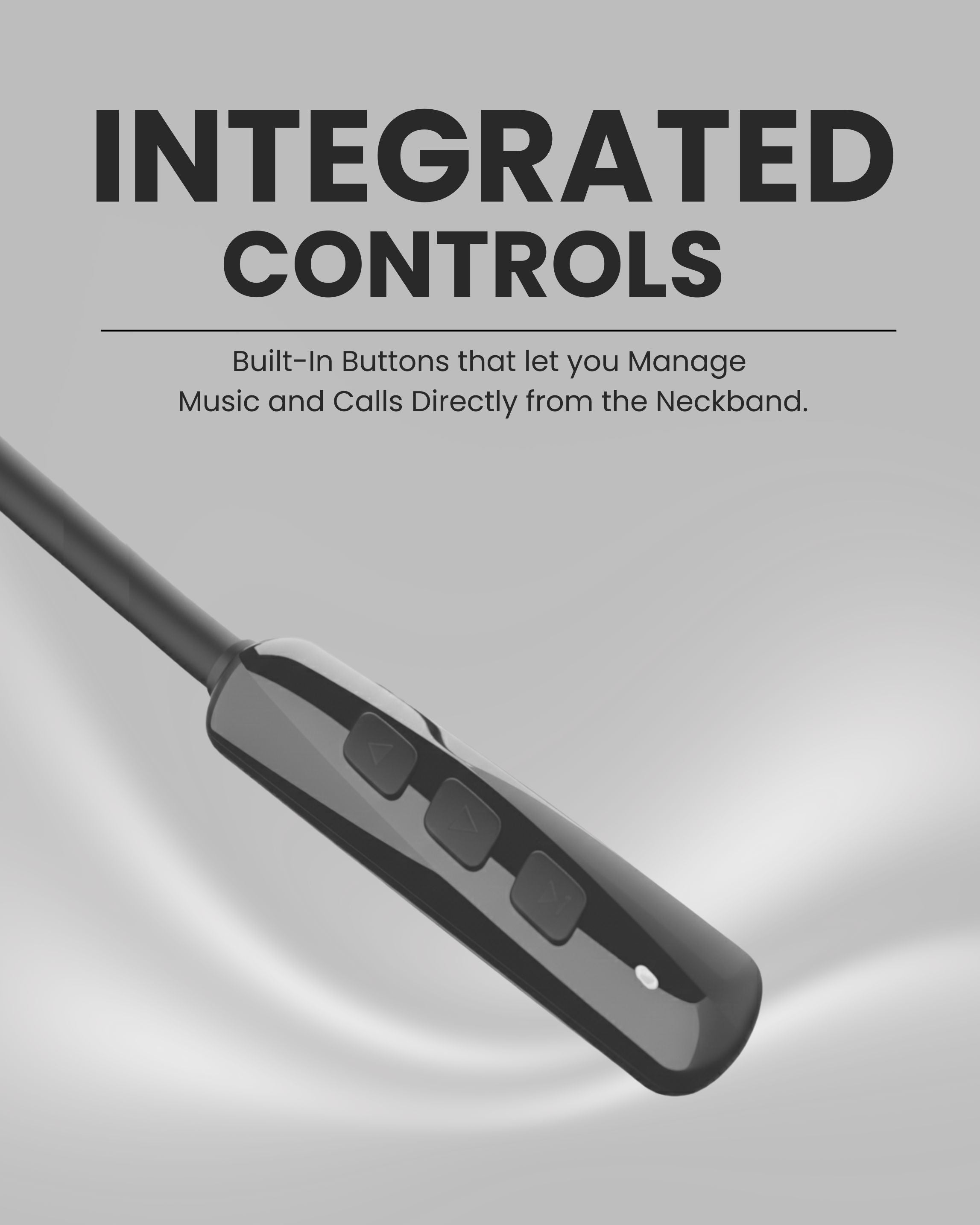 ICCONX Stereo Wireless Neckband Neobolt-06 - Grey | 75 Hours Playtime | Fast Charging | Magnetic ON/OFF | Bluetooth 5.0 | Multi-Directional Mic | Designed for Ease