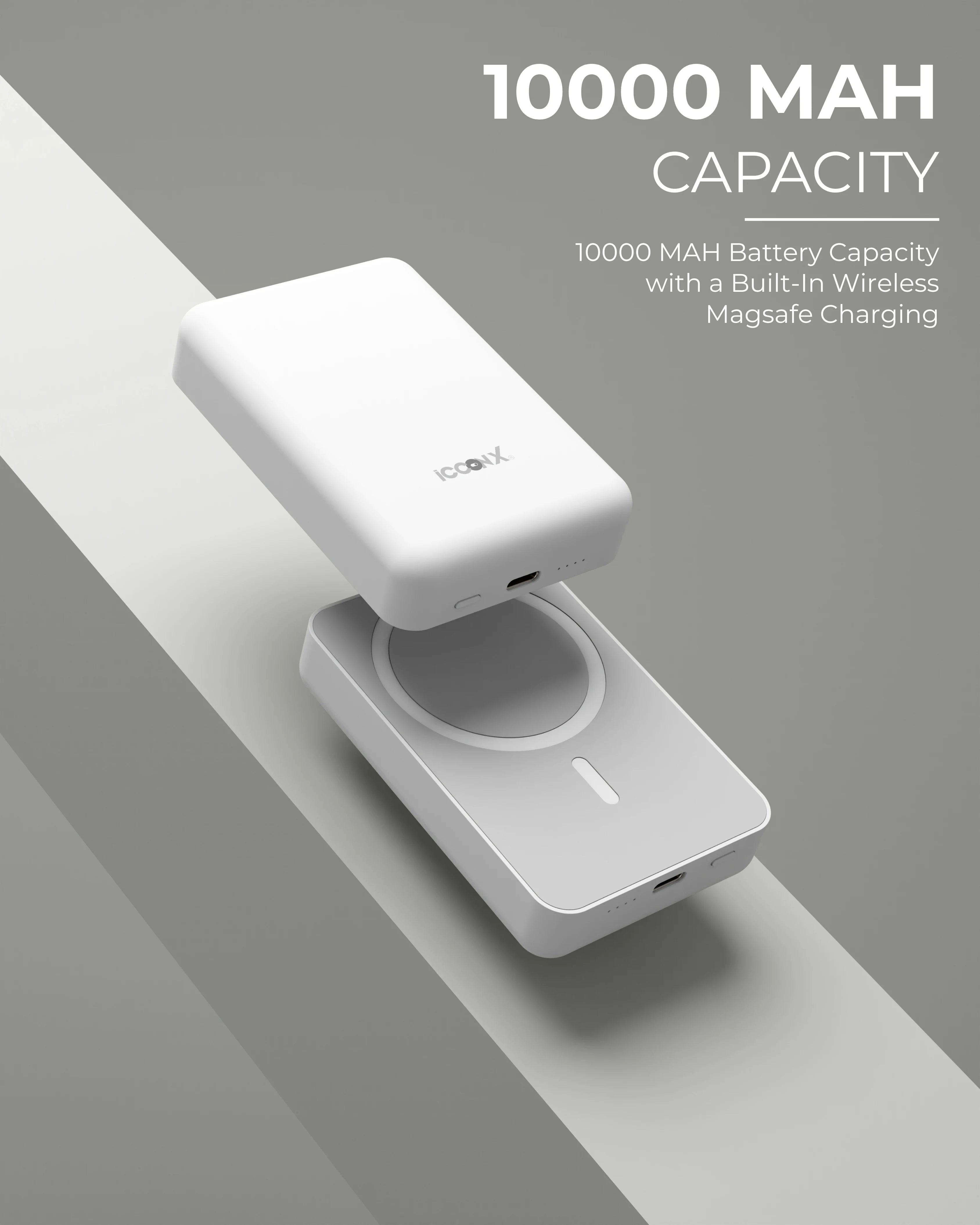 ICCON X PB-160 Magsafe Wireless 10000mAh Fast Charging Power Bank,Strong Magnet,22.5W Output for iPhone & Android & Other Qi Enabled Devices, Designed for ease