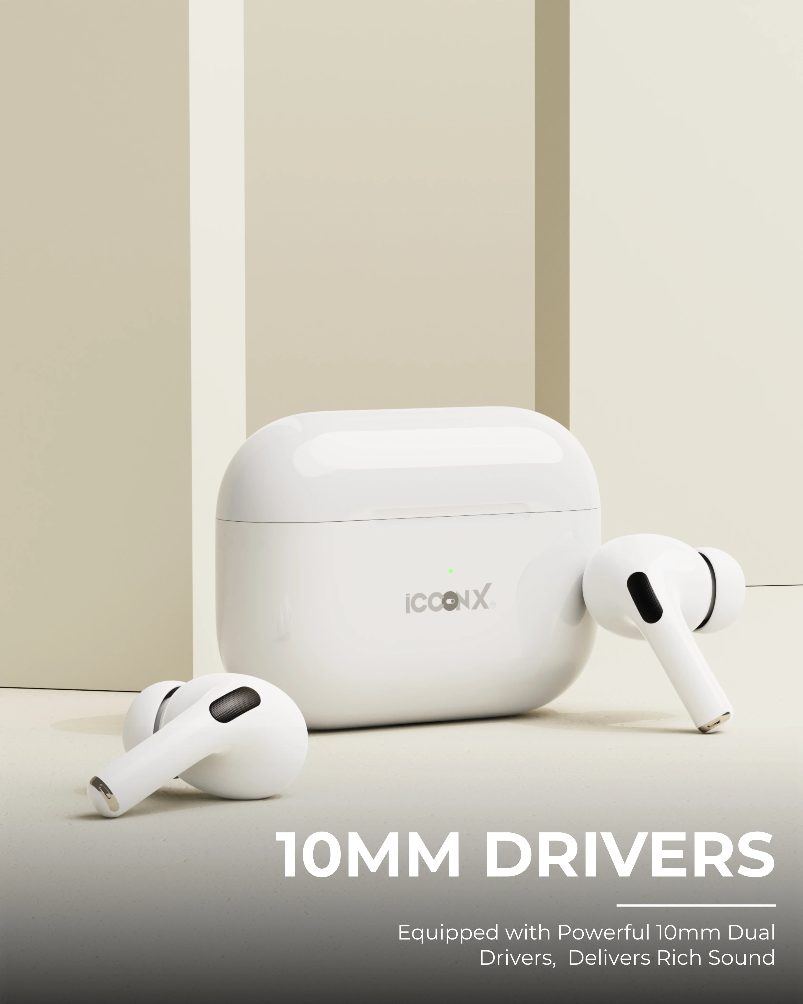 ICCON X AP-PRO91 True wireless earbuds, BT 5.3, Comfort fit, Type-C Port, Up to 30hrs playtime, Splash proof, Gaming Mode 35ms, Deep Bass, Fast Charging, Touch Control,30H Backup, Made in India, 10mm Rich Bass Drivers,