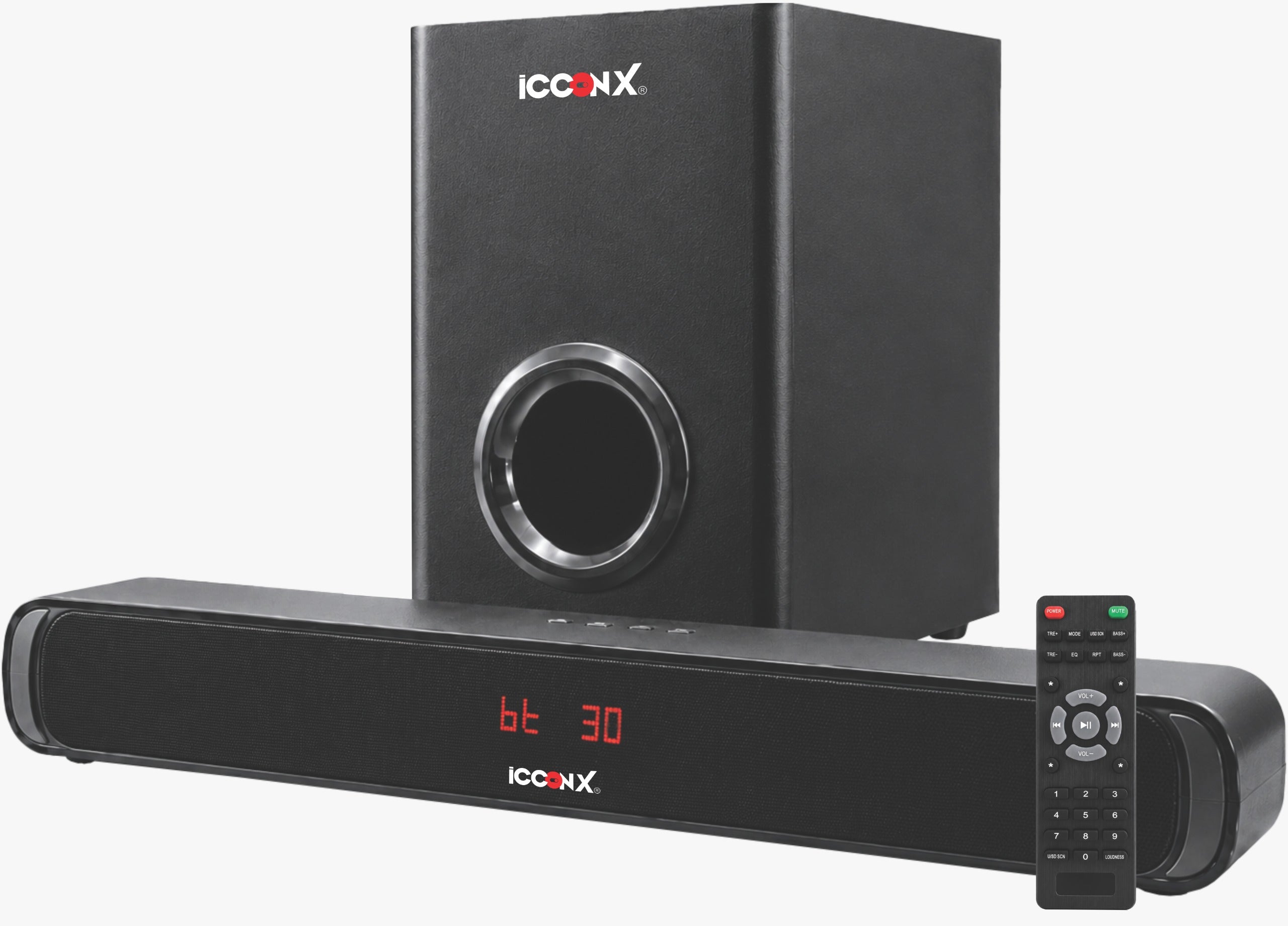 ICCONX SB-01 100W 2.1 Channel Bluetooth Soundbar with Wireless Subwoofer and Remote Control