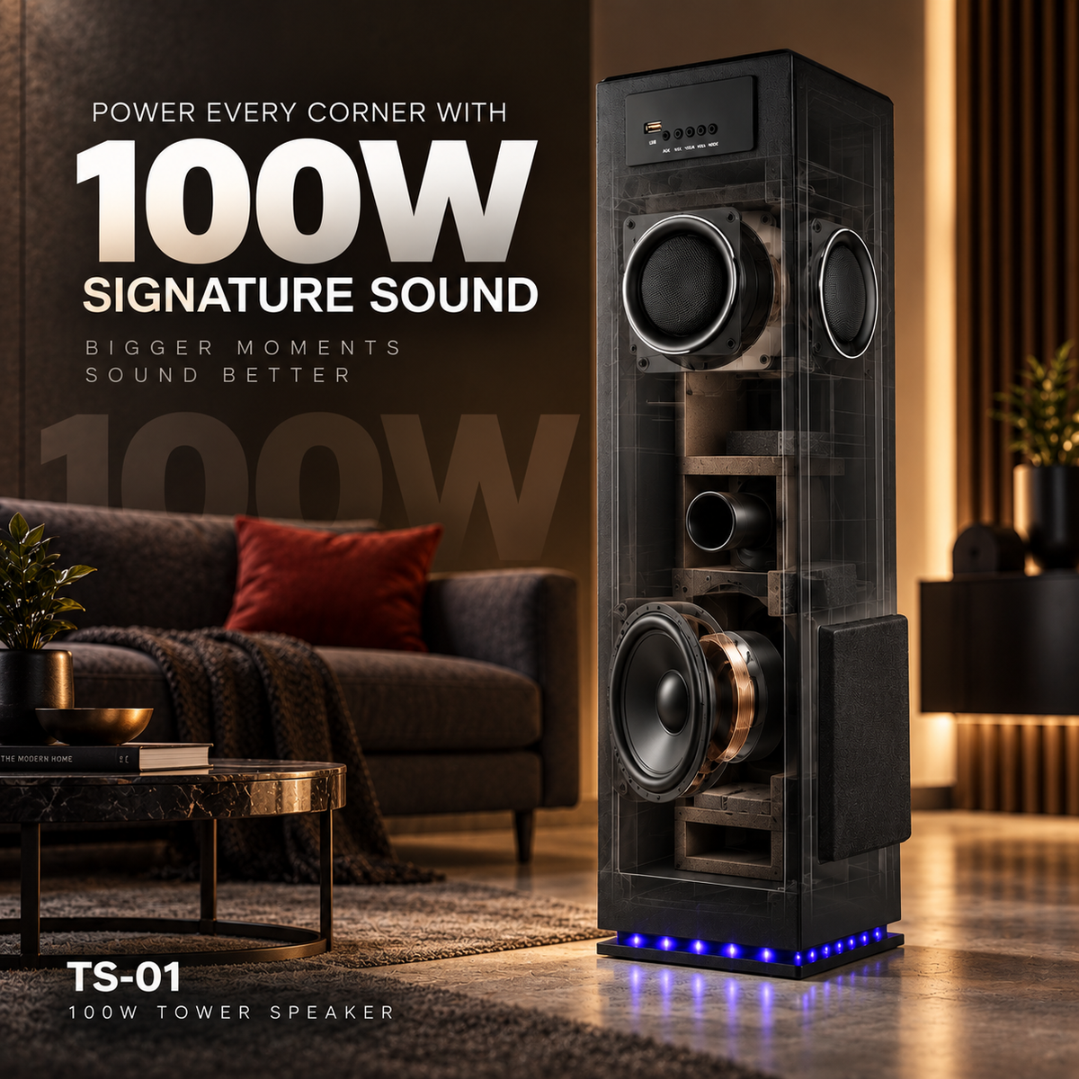 ICCONX TS-01 100W Signature Sound Acoustic Architecture and Subwoofer Chamber