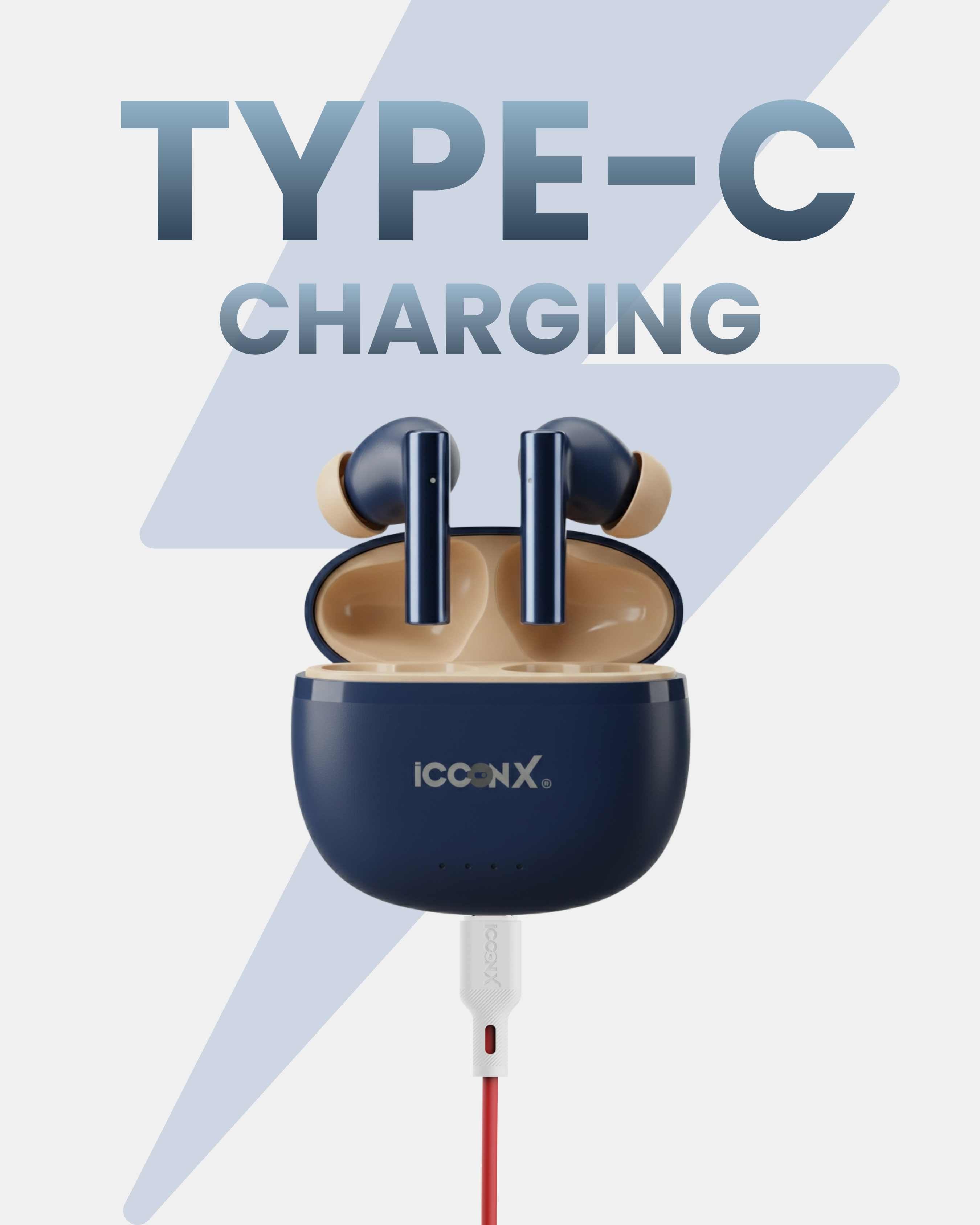 ICCONX CONCERT 95 - Blue | 33Hrs Playtime | Bluetooth 5.3 | Fast Charging | SPLASH PROOF |TOUCH CONTROL | GAMING MODE 35ms| Designed for Ease.