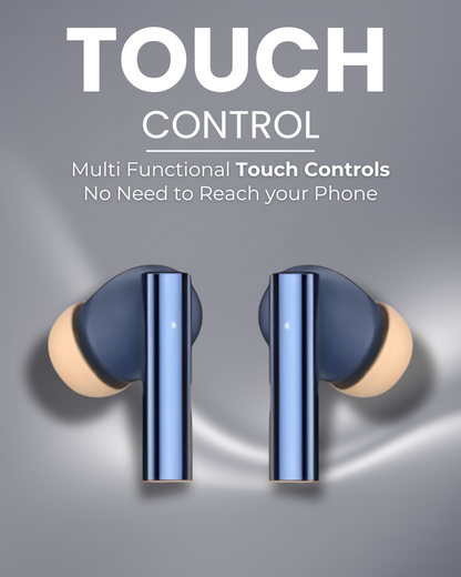 ICCONX CONCERT 95 - Blue | 33Hrs Playtime | Bluetooth 5.3 | Fast Charging | SPLASH PROOF |TOUCH CONTROL | GAMING MODE 35ms| Designed for Ease.