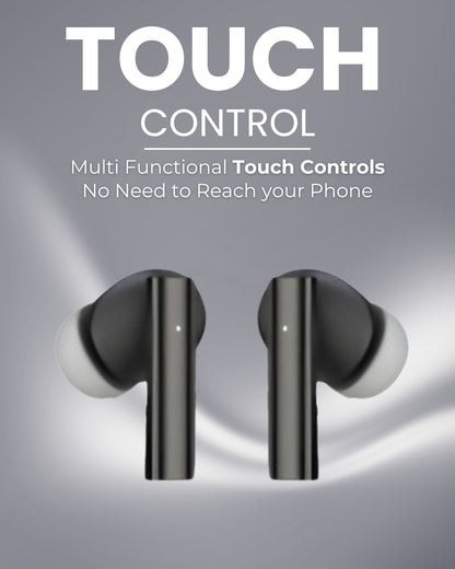 ICCONX CONCERT 95 - Black | 33Hrs Playtime | Bluetooth 5.3 | Fast Charging | SPLASH PROOF |TOUCH CONTROL | GAMING MODE 35ms| Designed for Ease.
