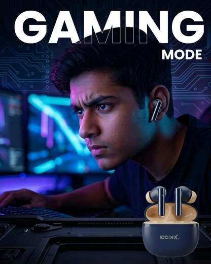 ICCONX CONCERT 95 - Blue | 33Hrs Playtime | Bluetooth 5.3 | Fast Charging | SPLASH PROOF |TOUCH CONTROL | GAMING MODE 35ms| Designed for Ease.