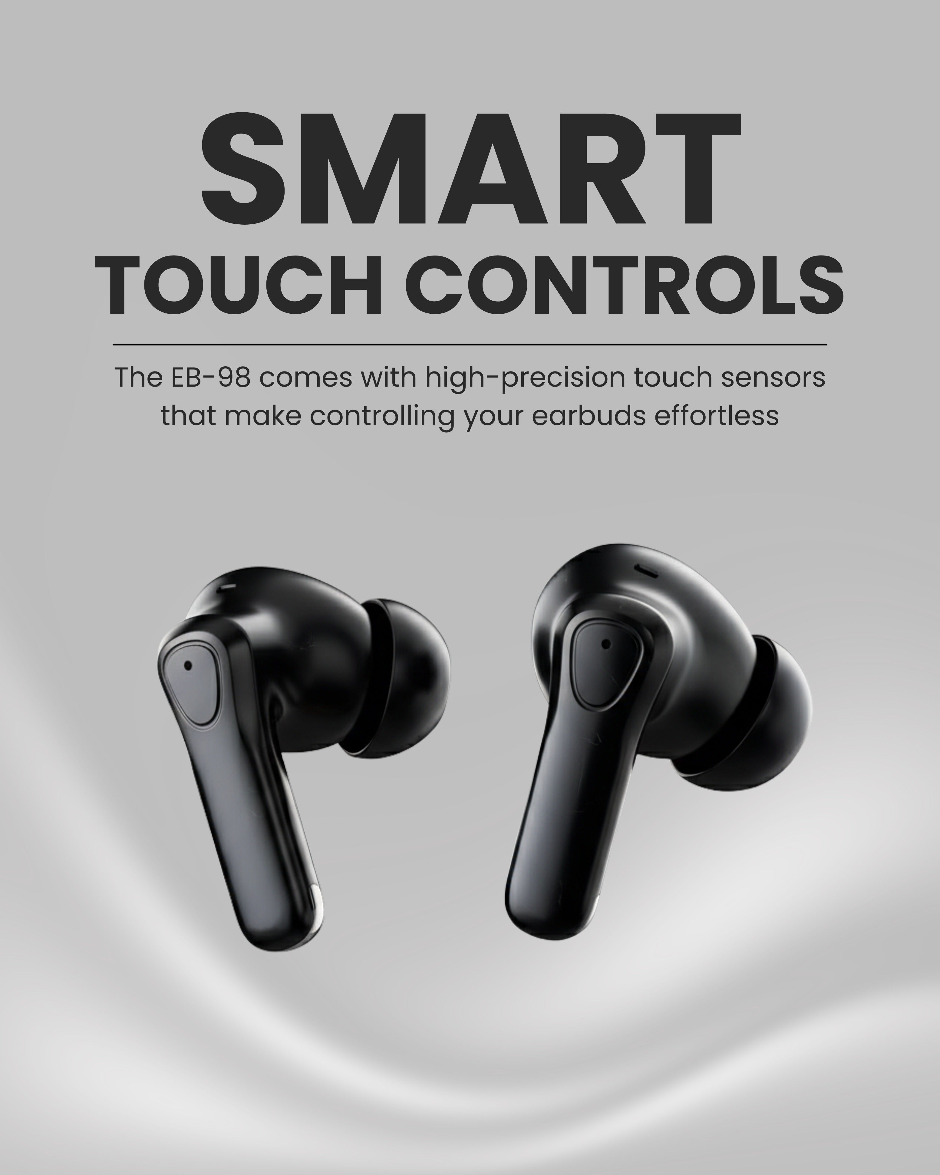 ICCONX EB-98 | 52 Hours Playtime | Bluetooth 5.3 | Deep Bass | Smart Touch Controls | Type-C Fast Charging