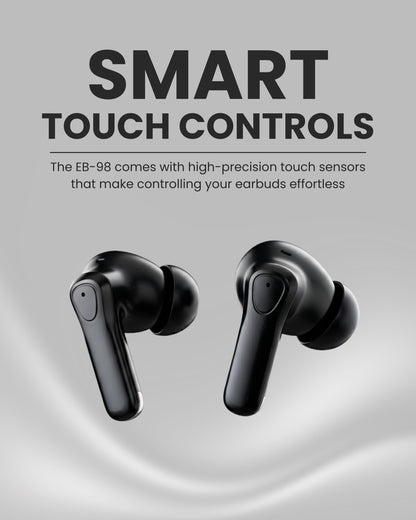 ICCONX EB-98 | 52 Hours Playtime | Bluetooth 5.3 | Deep Bass | Smart Touch Controls | Type-C Fast Charging