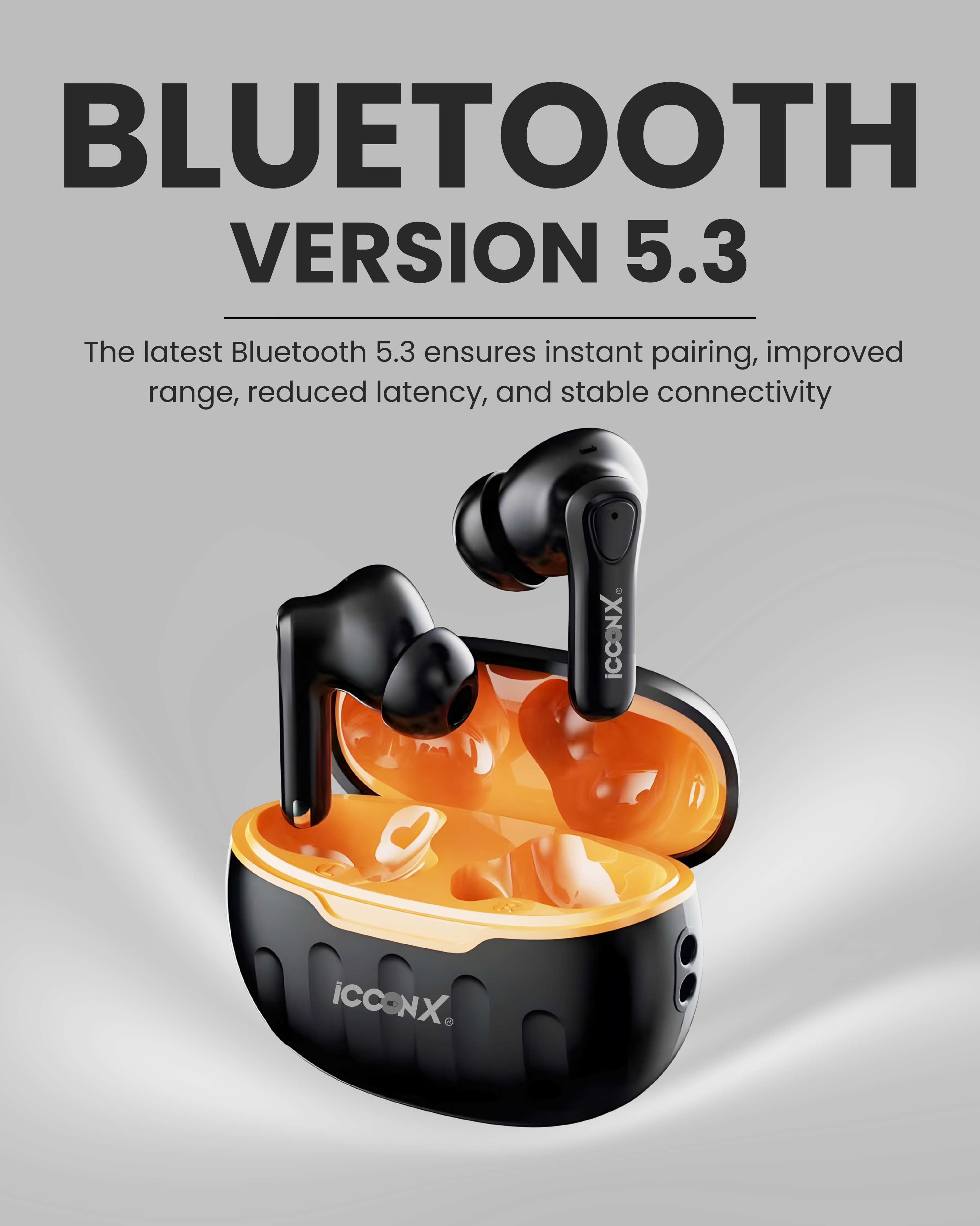 ICCONX EB-98 | 52 Hours Playtime | Bluetooth 5.3 | Deep Bass | Smart Touch Controls | Type-C Fast Charging