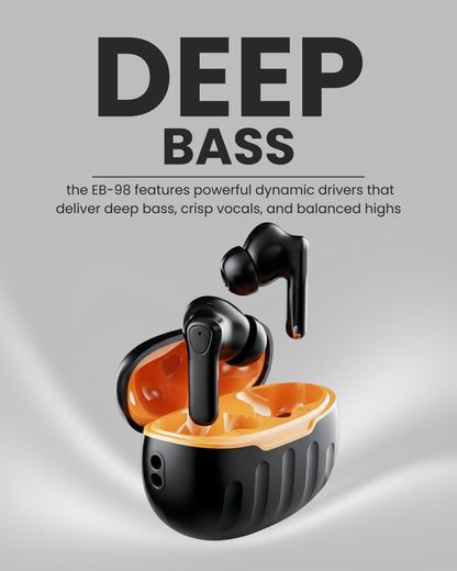 ICCONX EB-98 | 52 Hours Playtime | Bluetooth 5.3 | Deep Bass | Smart Touch Controls | Type-C Fast Charging