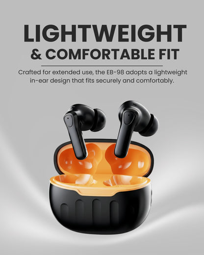 ICCONX EB-98 | 52 Hours Playtime | Bluetooth 5.3 | Deep Bass | Smart Touch Controls | Type-C Fast Charging