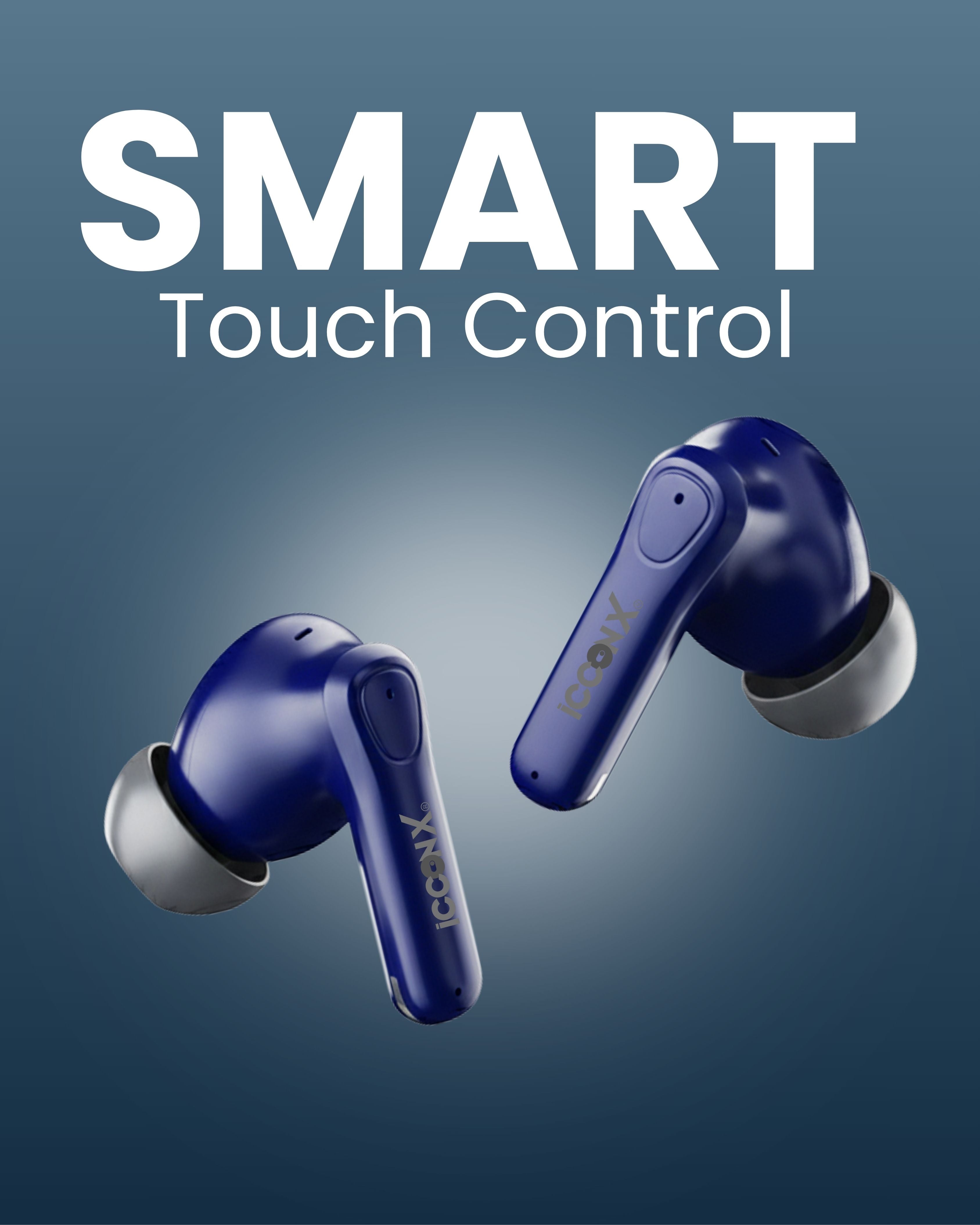 ICCONX EB-98 - Navy | 52 Hours Playtime | Bluetooth 5.3 | Deep Bass | Smart Touch Controls | Type-C Fast Charging