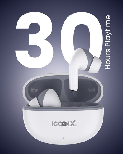 ICCONX EXOBOLT-101 | 30 Hours Playtime | Bluetooth 5.3 | Deep Bass | Splash Proof Design | True Wireless Earbuds