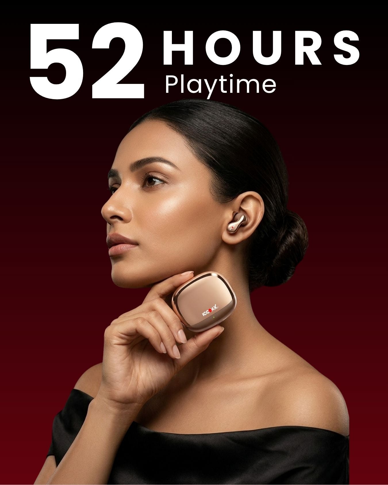 ICCONX TWS-201 | 52 Hours Playtime | Bluetooth 5.3 | Smart Touch Controls | Fast Charging | Comfort Fit | True Wireless Earbuds