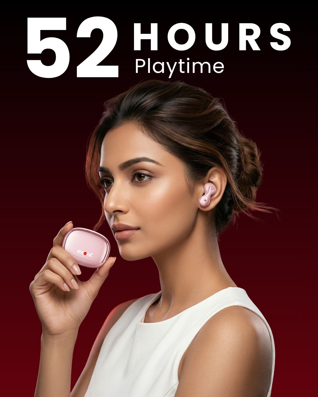 ICCONX TWS-201 | 52 Hours Playtime | Bluetooth 5.3 | Smart Touch Controls | Fast Charging | Comfort Fit | True Wireless Earbuds