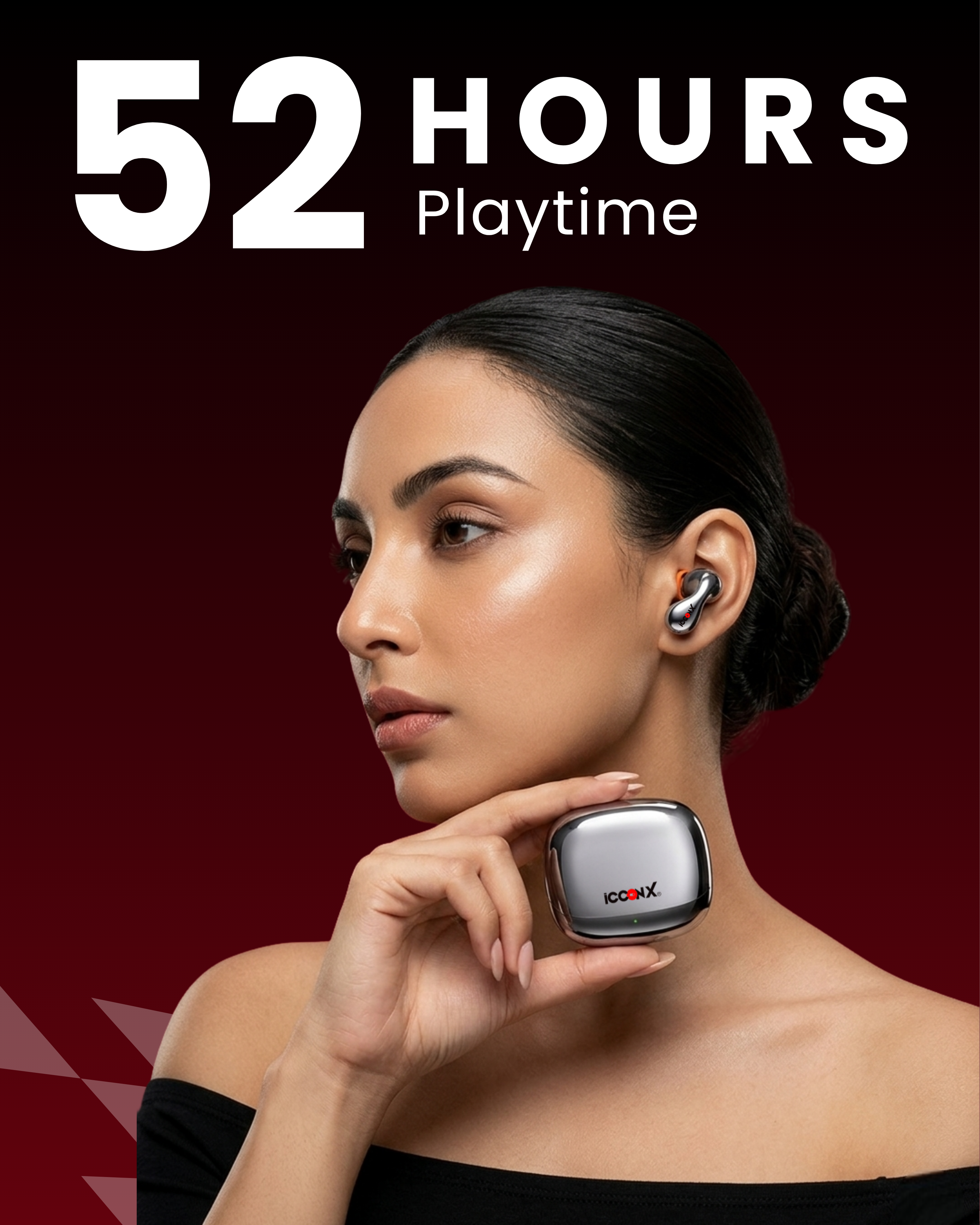ICCONX TWS-201 | 52 Hours Playtime | Bluetooth 5.3 | Smart Touch Controls | Fast Charging | Comfort Fit | True Wireless Earbuds
