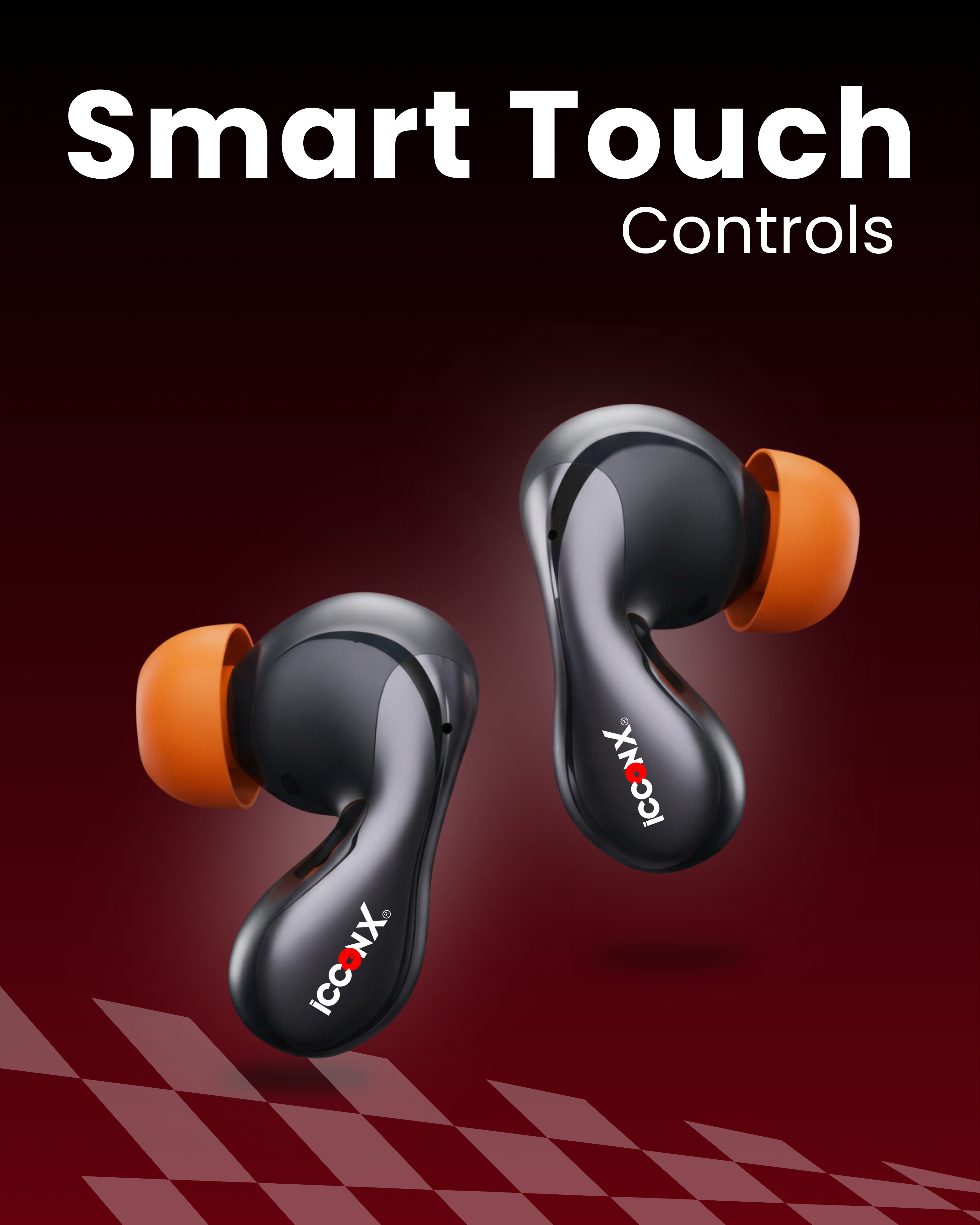 ICCONX TWS-201 | 52 Hours Playtime | Bluetooth 5.3 | Smart Touch Controls | Fast Charging | Comfort Fit | True Wireless Earbuds