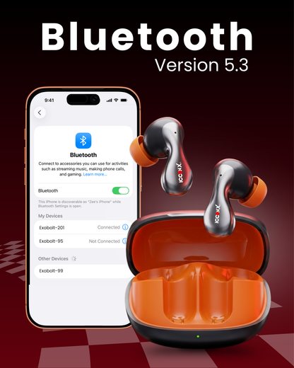 ICCONX TWS-201 | 52 Hours Playtime | Bluetooth 5.3 | Smart Touch Controls | Fast Charging | Comfort Fit | True Wireless Earbuds