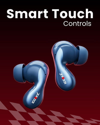ICCONX EXOBOLT-201 | 52 Hours Playtime | Bluetooth 5.3 | Smart Touch Controls | Fast Charging | Comfort Fit | True Wireless Earbuds