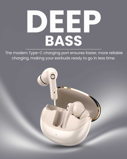 ICCONX EXOBOLT-99 - Cream | 40 Hours Playtime | Bluetooth 5.3 | Smart Touch Controls | Type-C Charging | True Wireless