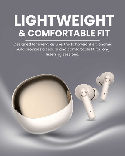 ICCONX EXOBOLT-99 - Cream | 40 Hours Playtime | Bluetooth 5.3 | Smart Touch Controls | Type-C Charging | True Wireless