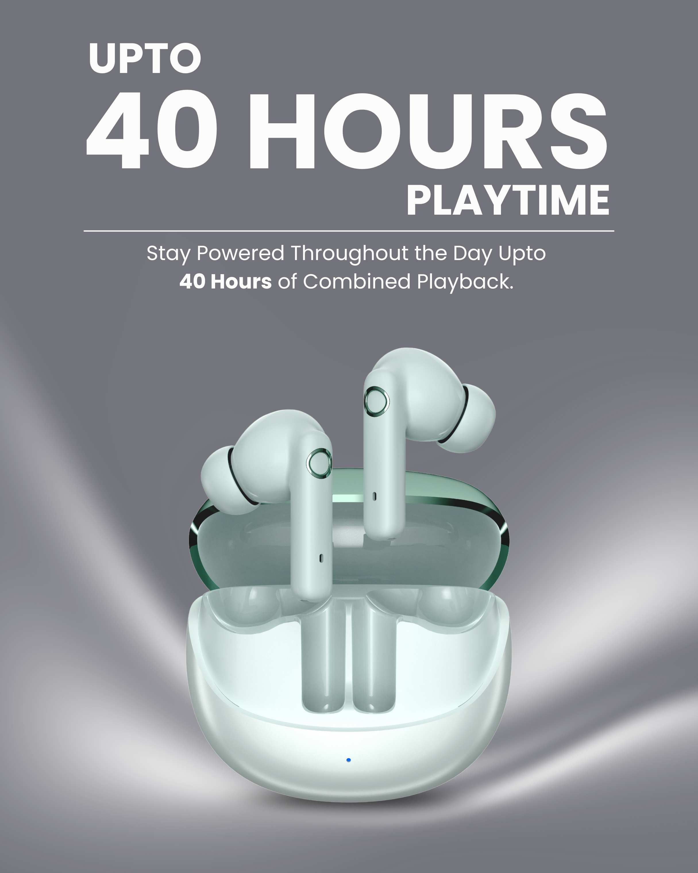 ICCONX EXOBOLT-99 - Green | 40 Hours Playtime | Bluetooth 5.3 | Smart Touch Controls | Type-C Charging | True Wireless