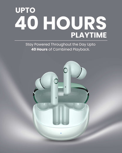 ICCONX EXOBOLT-99 - Green | 40 Hours Playtime | Bluetooth 5.3 | Smart Touch Controls | Type-C Charging | True Wireless