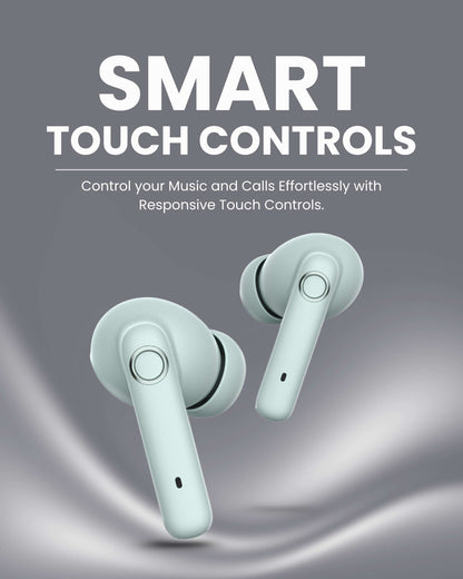 ICCONX EXOBOLT-99 - Green | 40 Hours Playtime | Bluetooth 5.3 | Smart Touch Controls | Type-C Charging | True Wireless